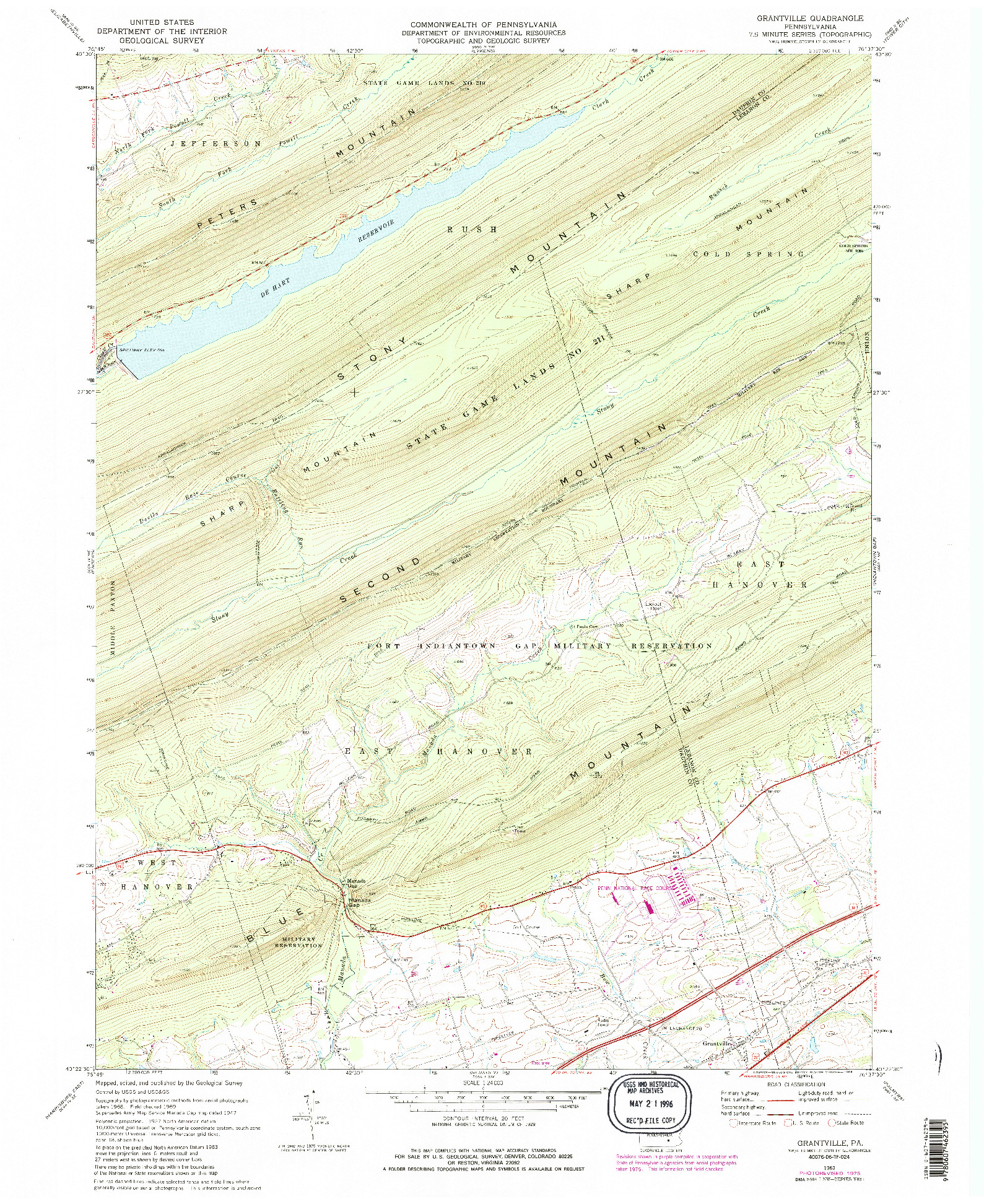 USGS 1:24000-SCALE QUADRANGLE FOR GRANTVILLE, PA 1969