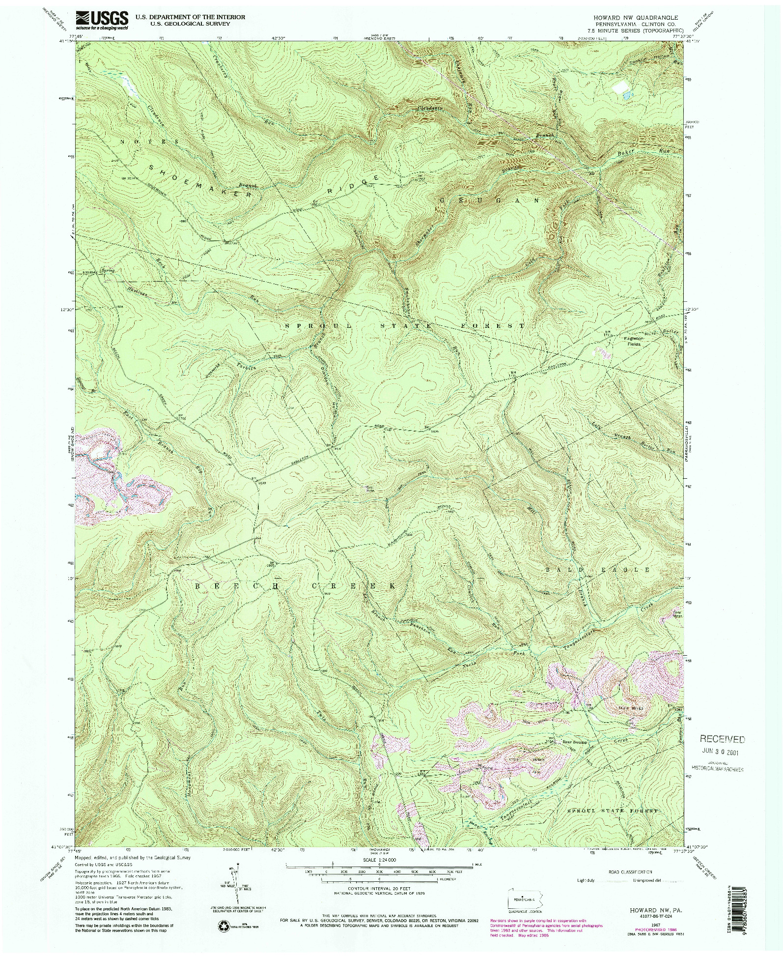 USGS 1:24000-SCALE QUADRANGLE FOR HOWARD NW, PA 1967