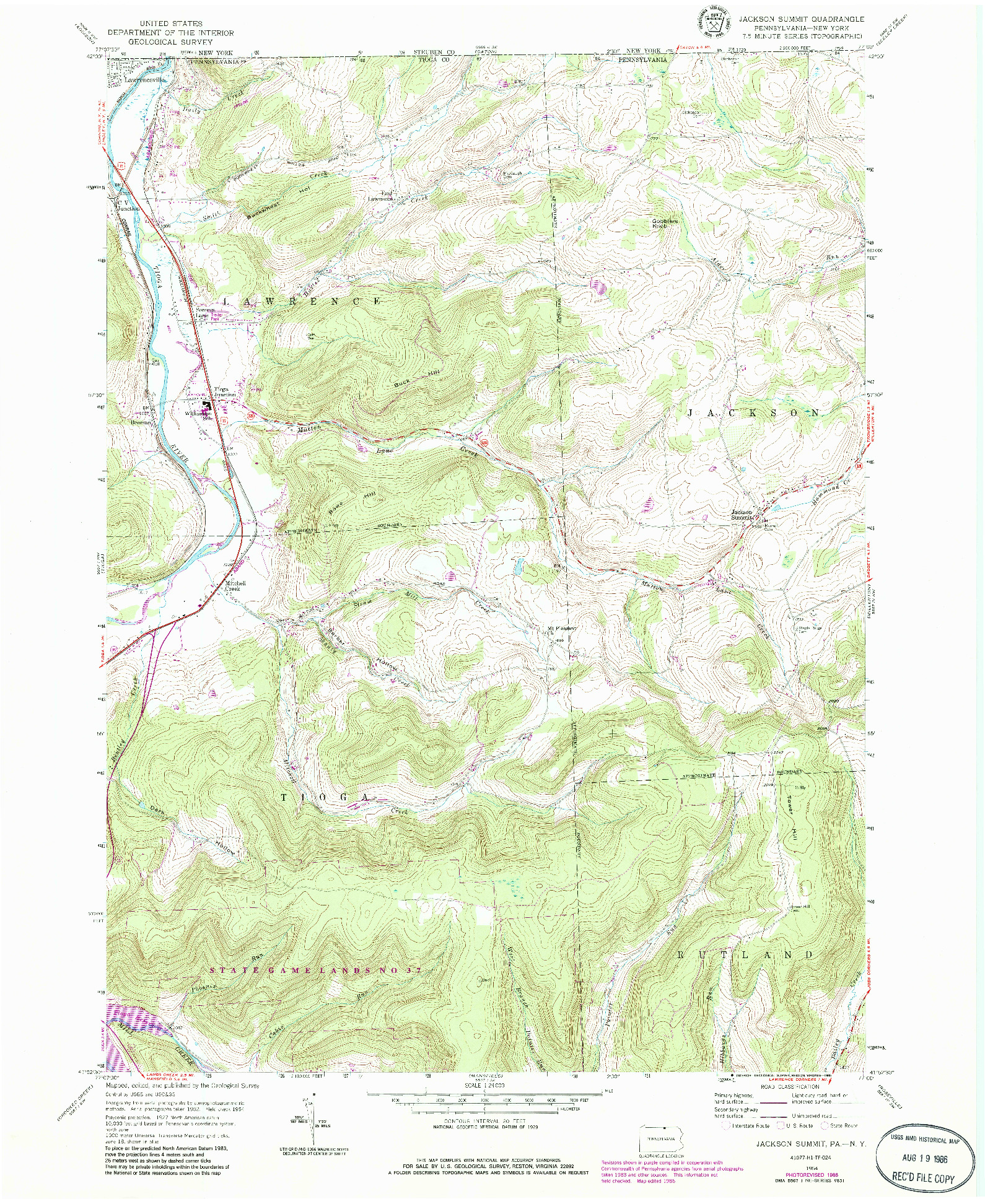 USGS 1:24000-SCALE QUADRANGLE FOR JACKSON SUMMIT, PA 1954