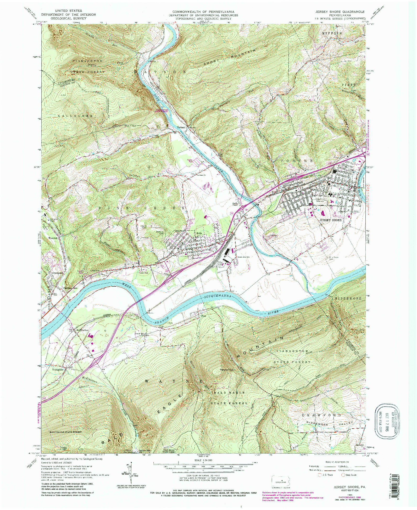 USGS 1:24000-SCALE QUADRANGLE FOR JERSEY SHORE, PA 1965