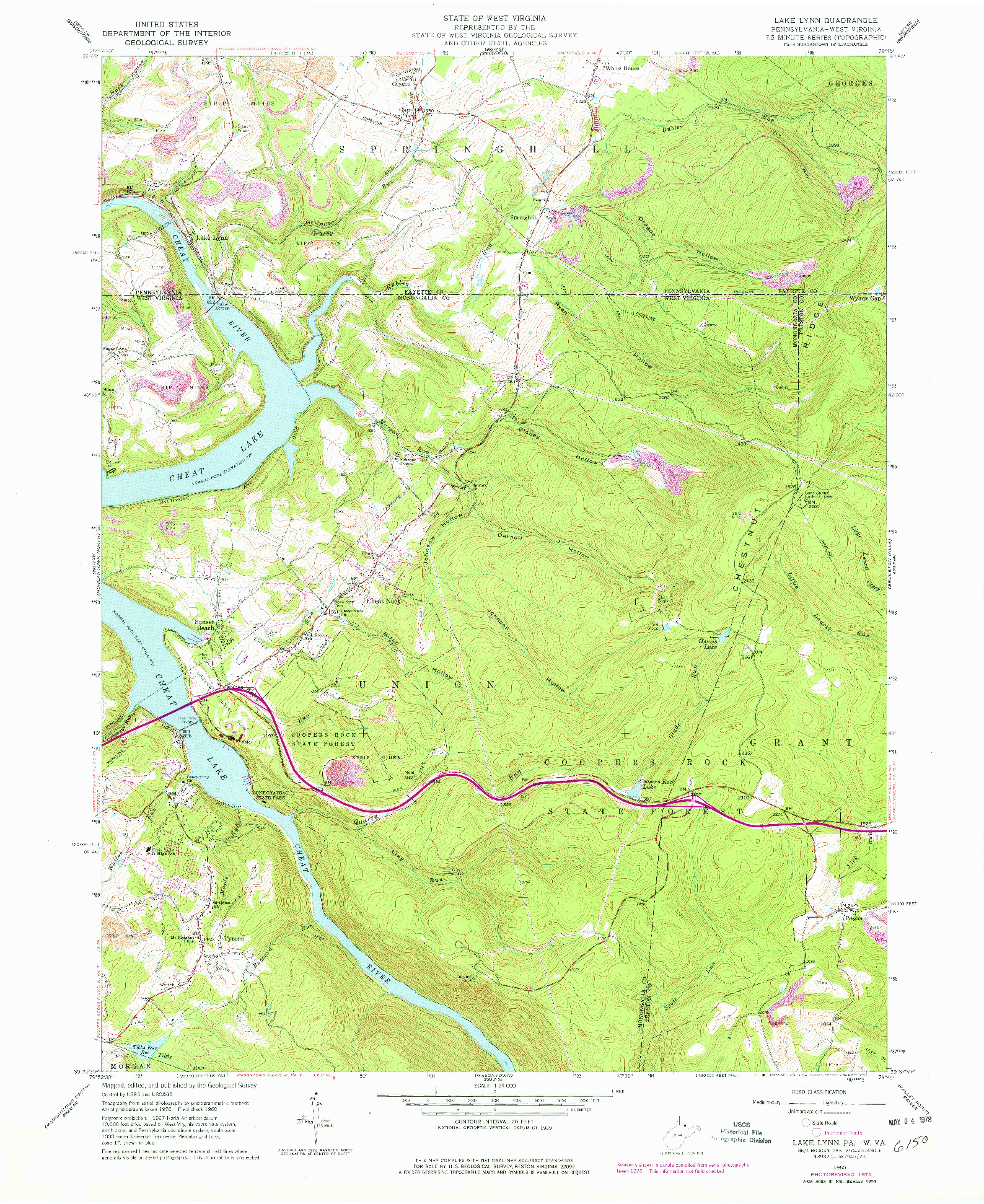 USGS 1:24000-SCALE QUADRANGLE FOR LAKE LYNN, PA 1960