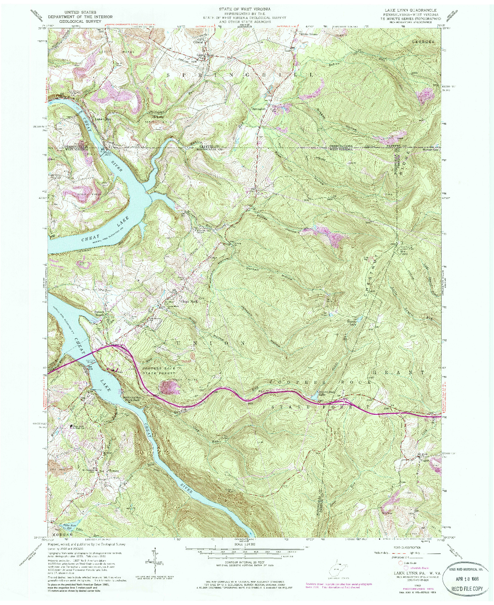 USGS 1:24000-SCALE QUADRANGLE FOR LAKE LYNN, PA 1960
