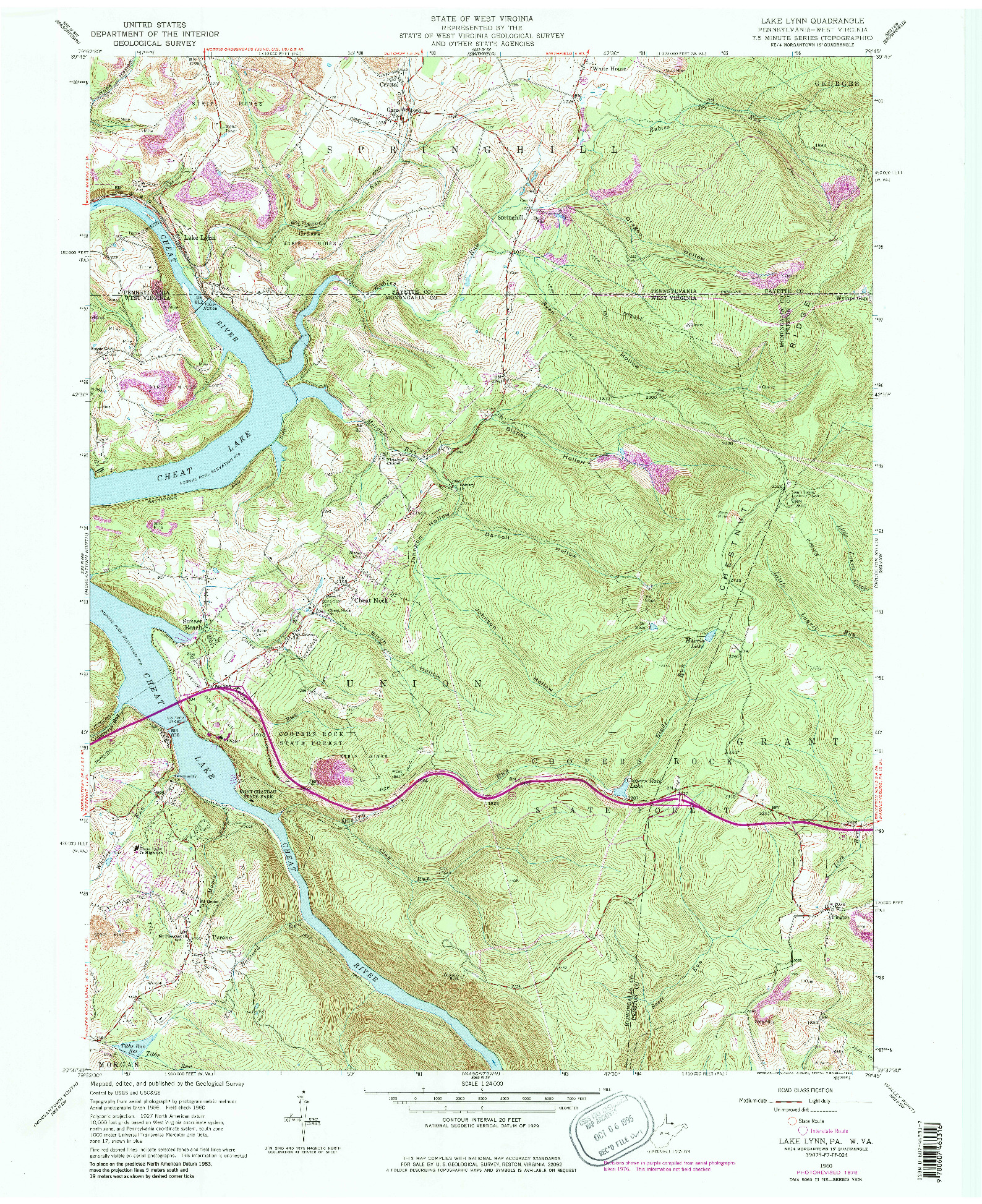 USGS 1:24000-SCALE QUADRANGLE FOR LAKE LYNN, PA 1960