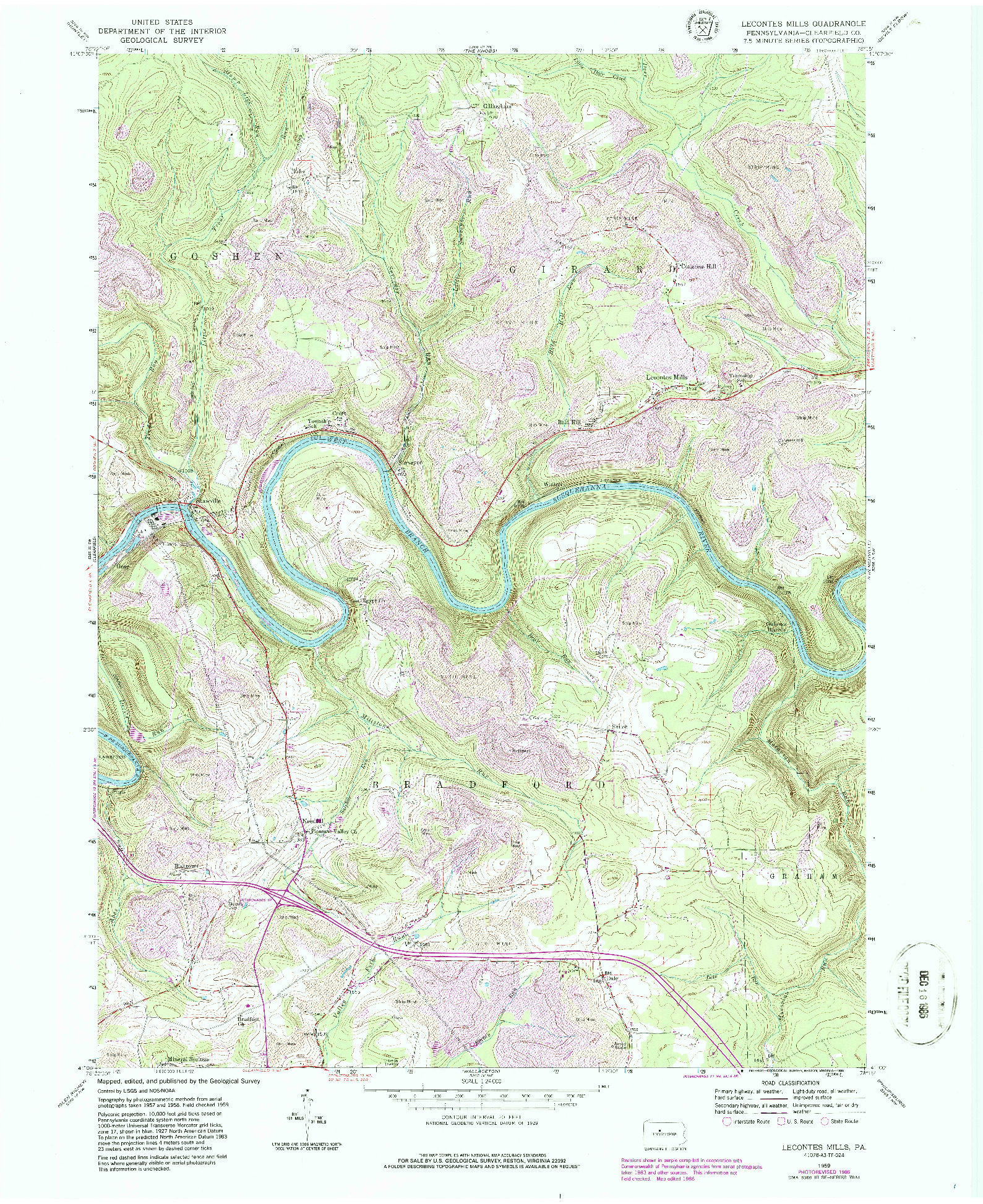 USGS 1:24000-SCALE QUADRANGLE FOR LECONTES MILLS, PA 1959