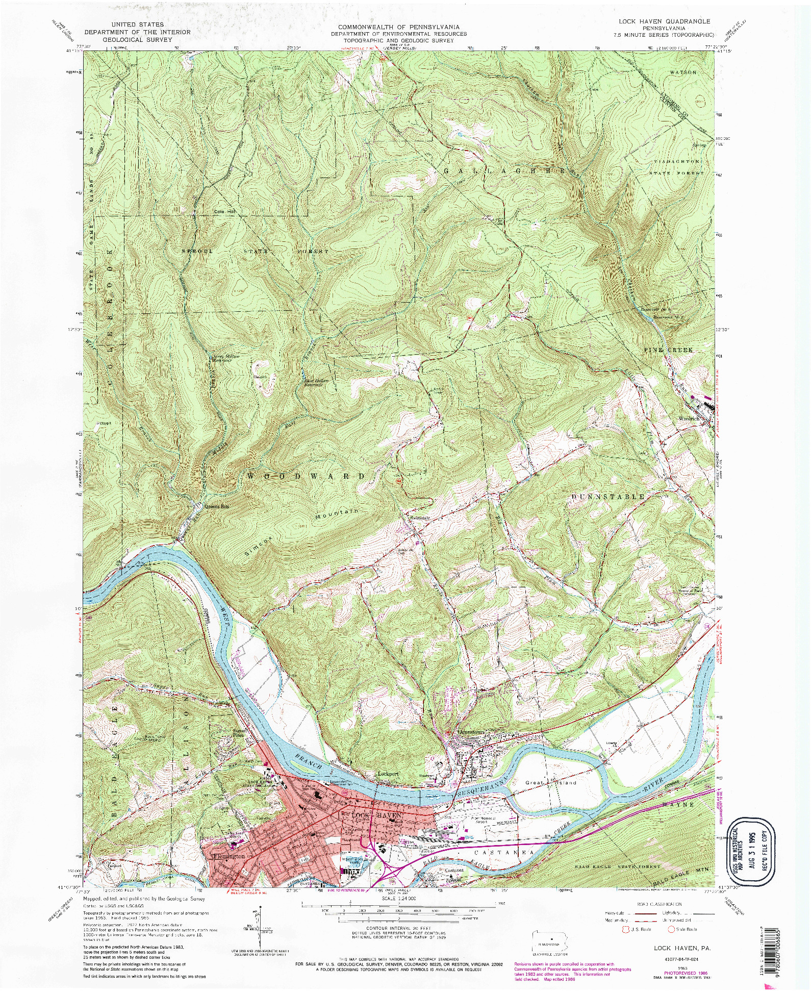 USGS 1:24000-SCALE QUADRANGLE FOR LOCK HAVEN, PA 1965