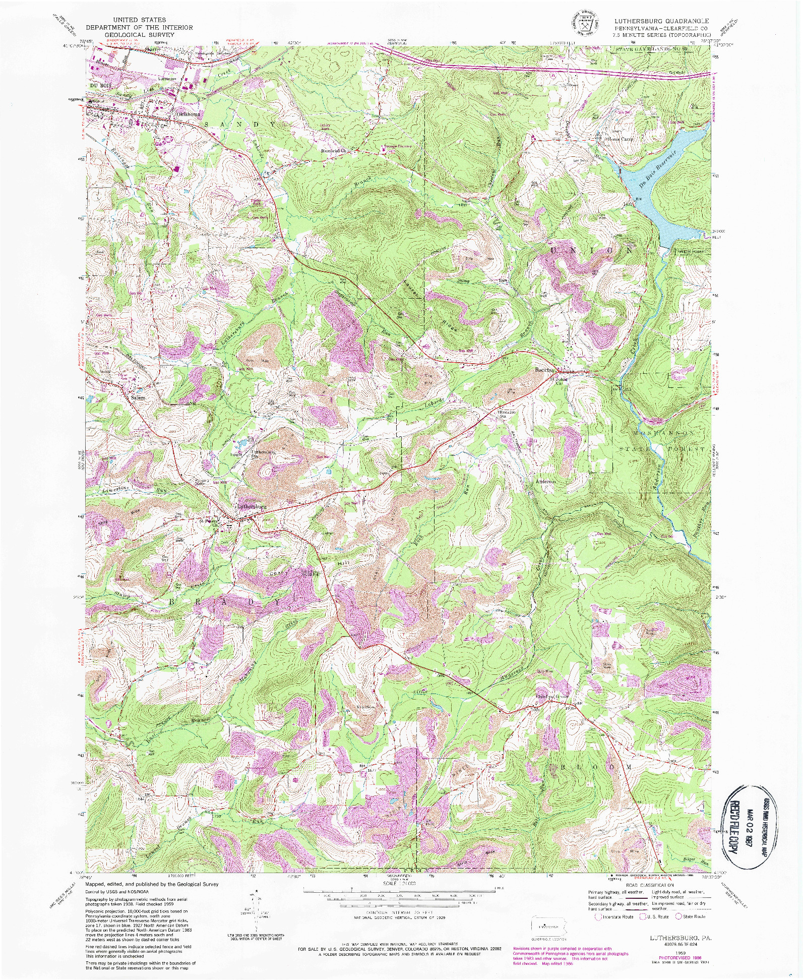 USGS 1:24000-SCALE QUADRANGLE FOR LUTHERSBURG, PA 1959
