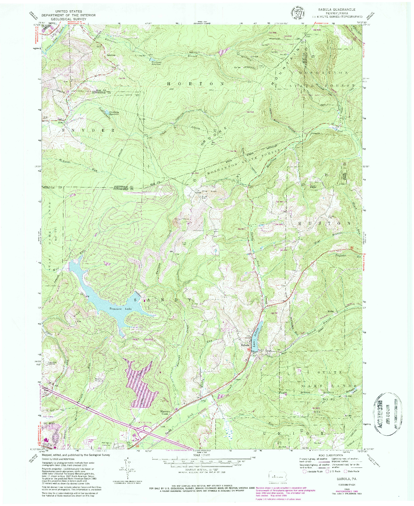 USGS 1:24000-SCALE QUADRANGLE FOR SABULA, PA 1959