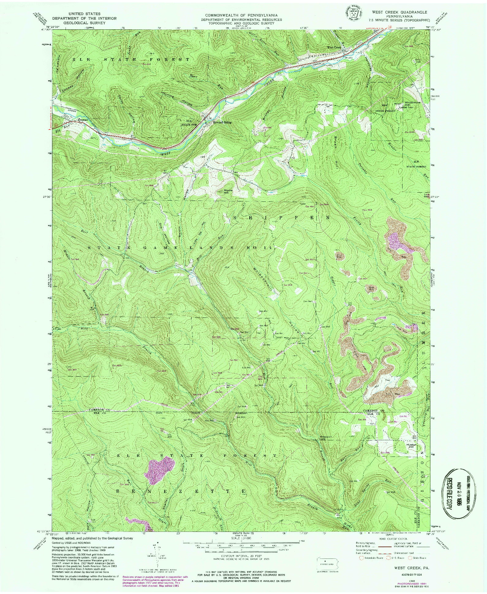 USGS 1:24000-SCALE QUADRANGLE FOR WEST CREEK, PA 1969