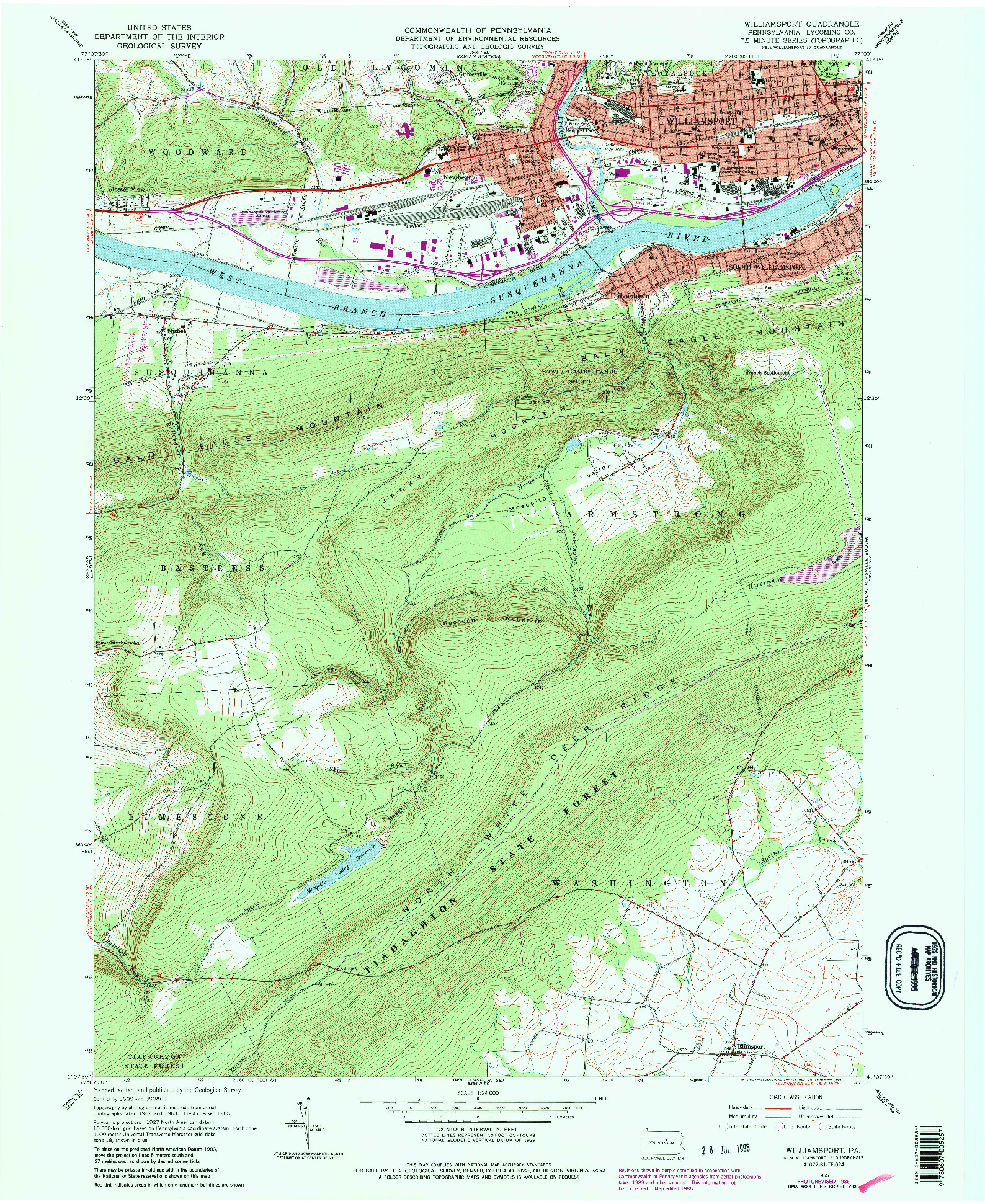 USGS 1:24000-SCALE QUADRANGLE FOR WILLIAMSPORT, PA 1965