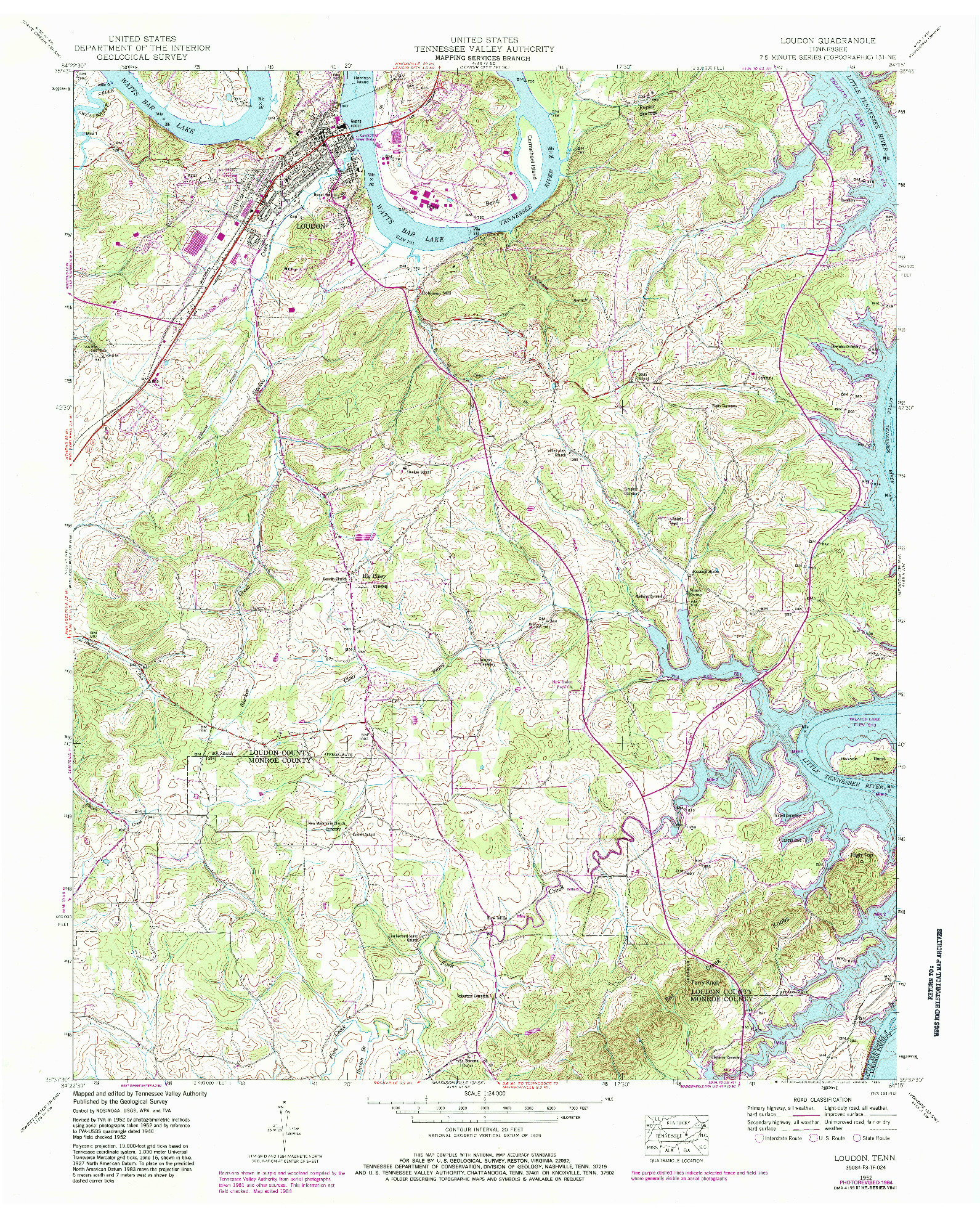 USGS 1:24000-SCALE QUADRANGLE FOR LOUDON, TN 1952