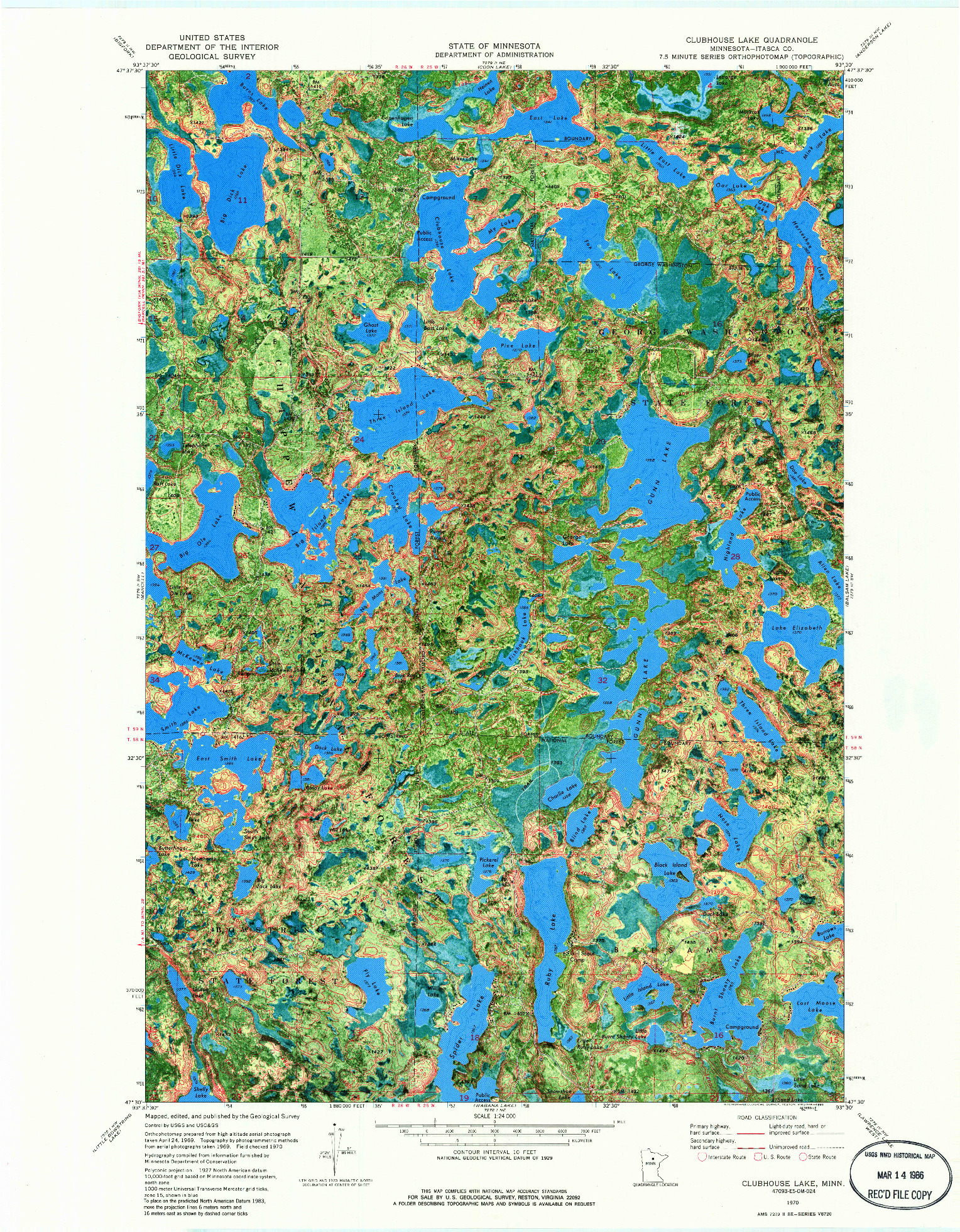 USGS 1:24000-SCALE QUADRANGLE FOR CLUBHOUSE LAKE, MN 1970