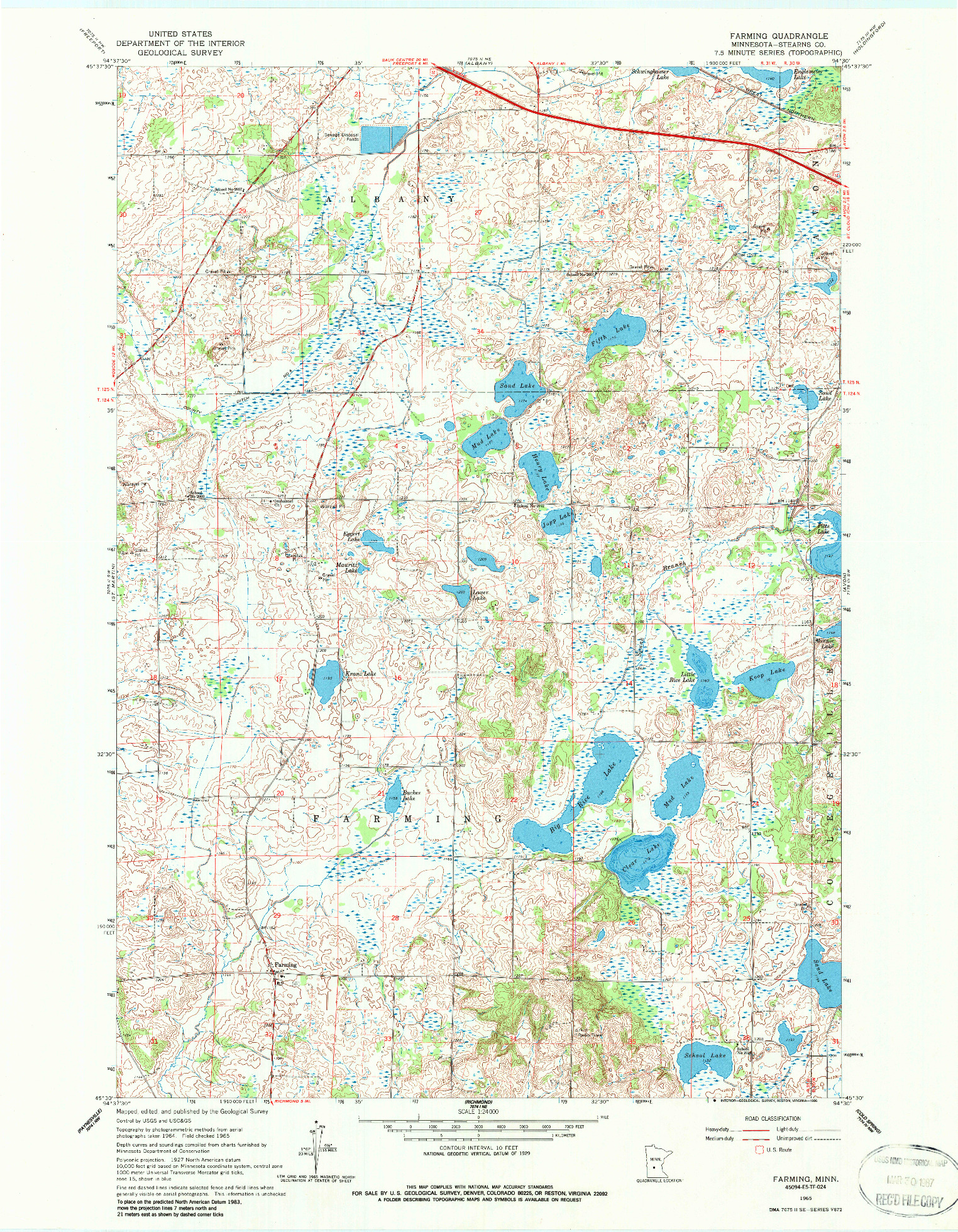USGS 1:24000-SCALE QUADRANGLE FOR FARMING, MN 1965