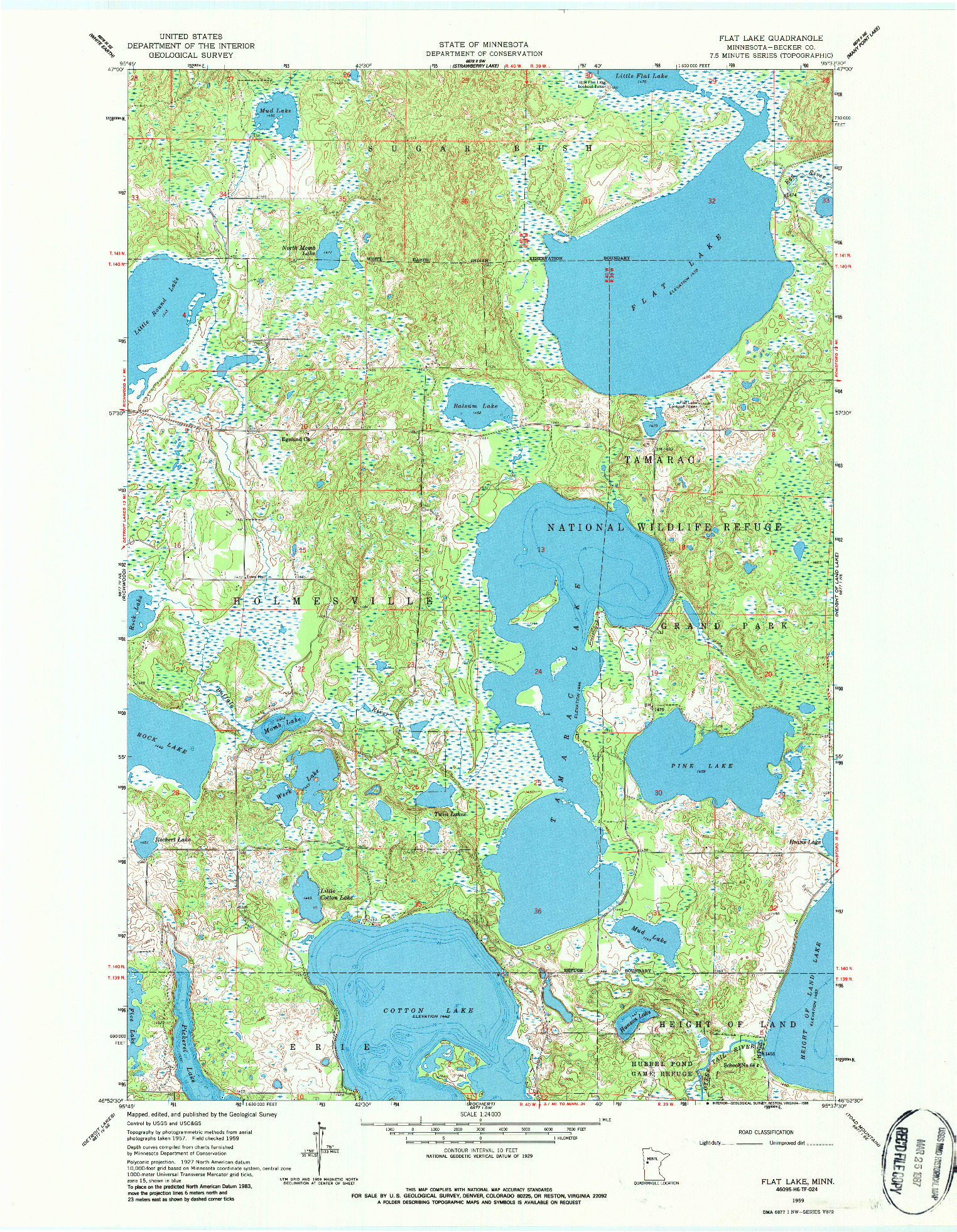 USGS 1:24000-SCALE QUADRANGLE FOR FLAT LAKE, MN 1959