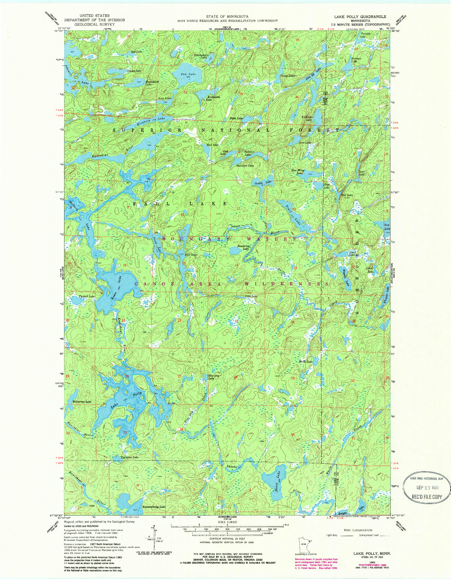 USGS 1:24000-SCALE QUADRANGLE FOR LAKE POLLY, MN 1960