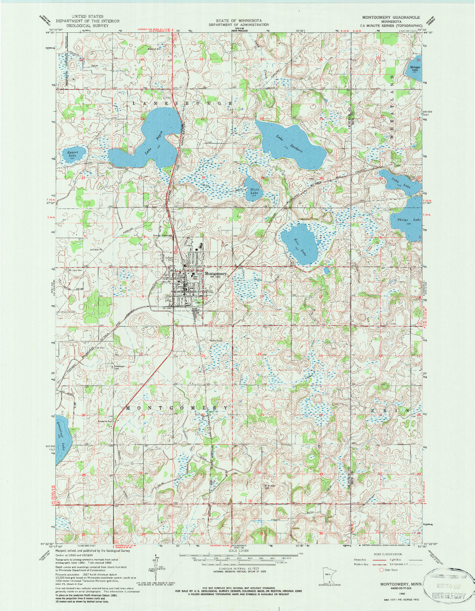 USGS 1:24000-SCALE QUADRANGLE FOR MONTGOMERY, MN 1966