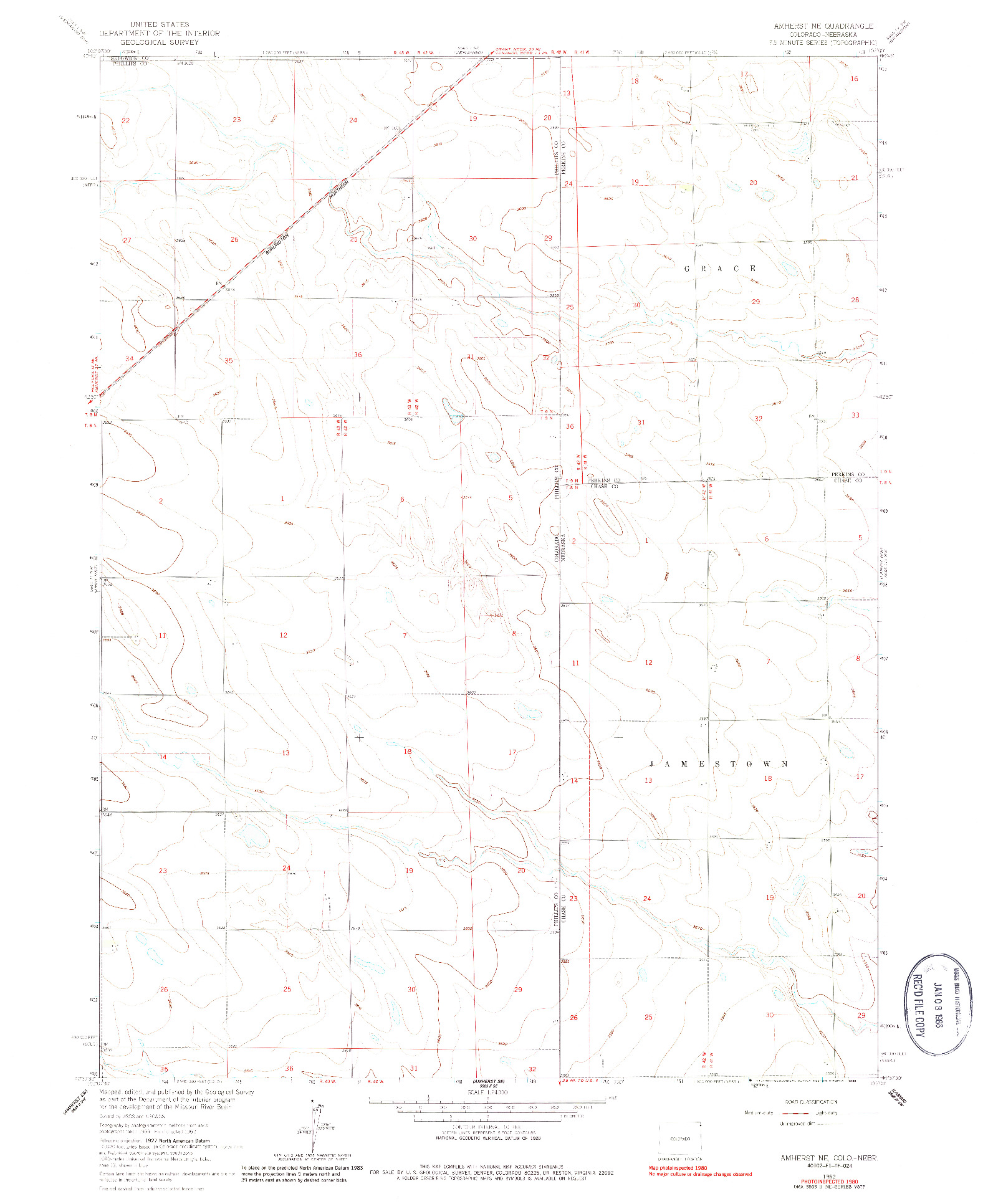 USGS 1:24000-SCALE QUADRANGLE FOR AMHERST NE, CO 1962