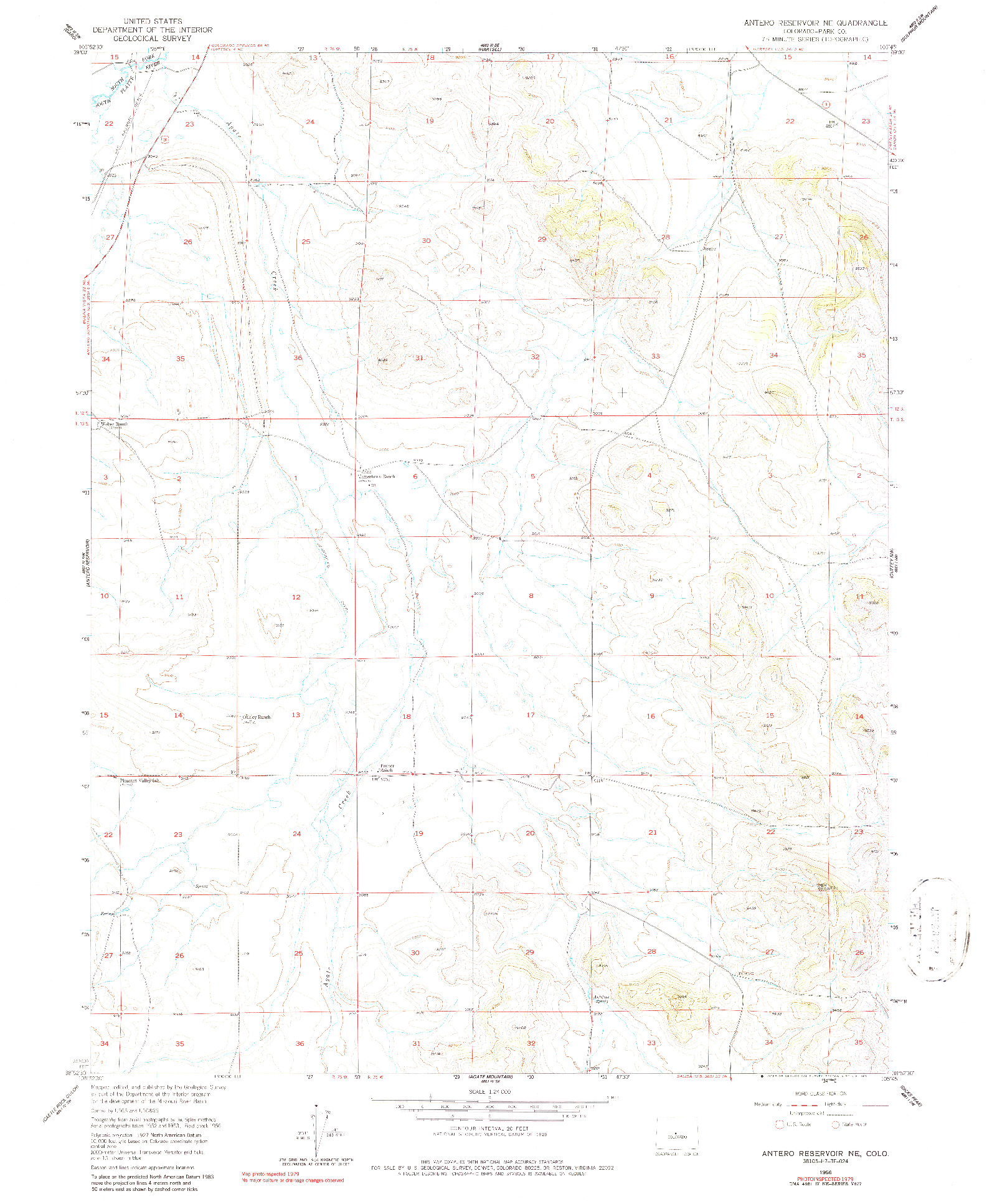 USGS 1:24000-SCALE QUADRANGLE FOR ANTERO RESERVOIR NE, CO 1956