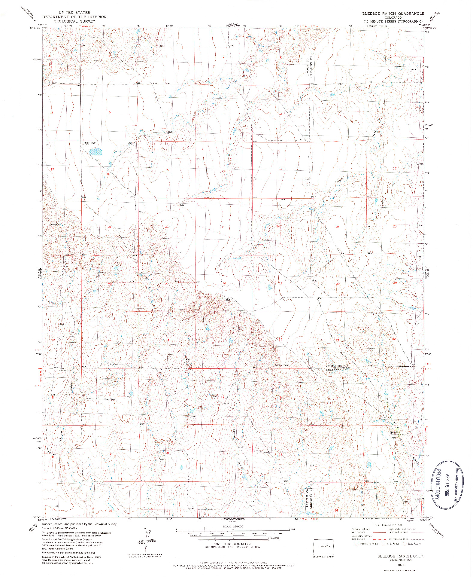 USGS 1:24000-SCALE QUADRANGLE FOR BLEDSOE RANCH, CO 1979