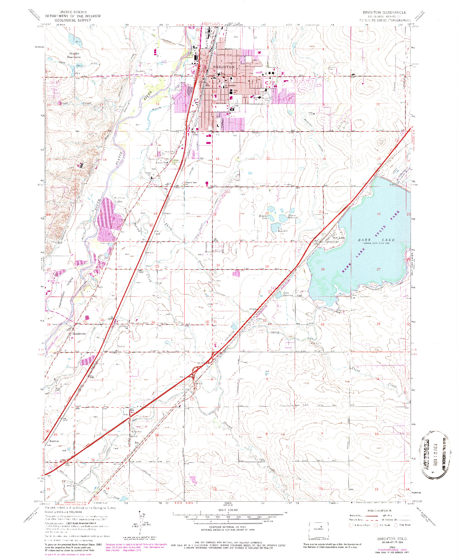 USGS 1:24000-SCALE QUADRANGLE FOR BRIGHTON, CO 1965