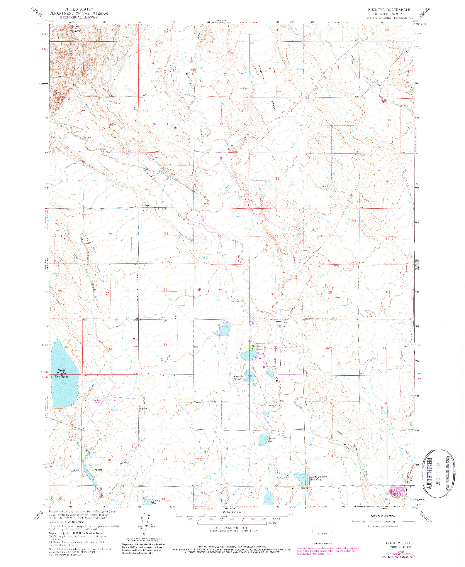 USGS 1:24000-SCALE QUADRANGLE FOR BUCKEYE, CO 1960