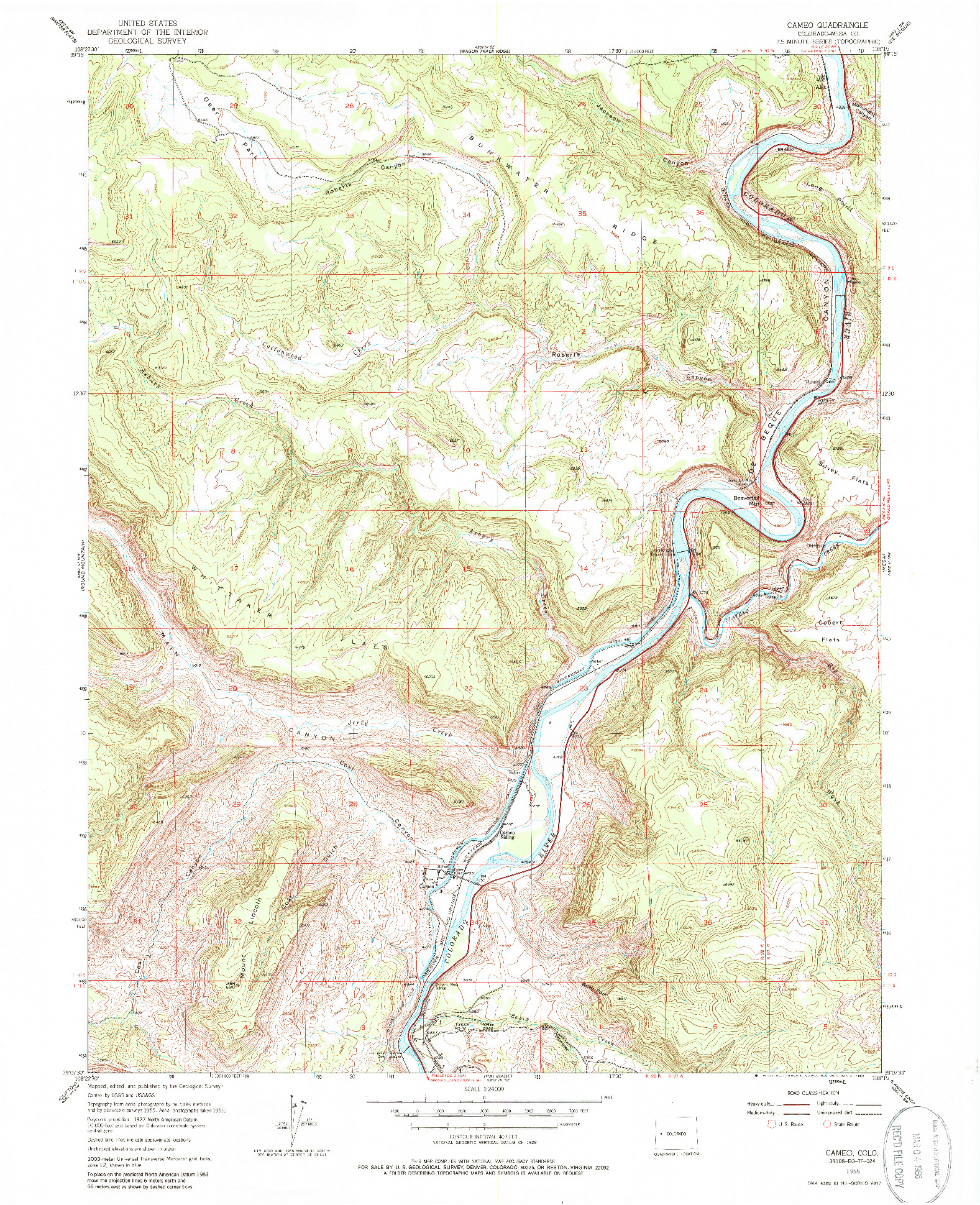 USGS 1:24000-SCALE QUADRANGLE FOR CAMEO, CO 1955