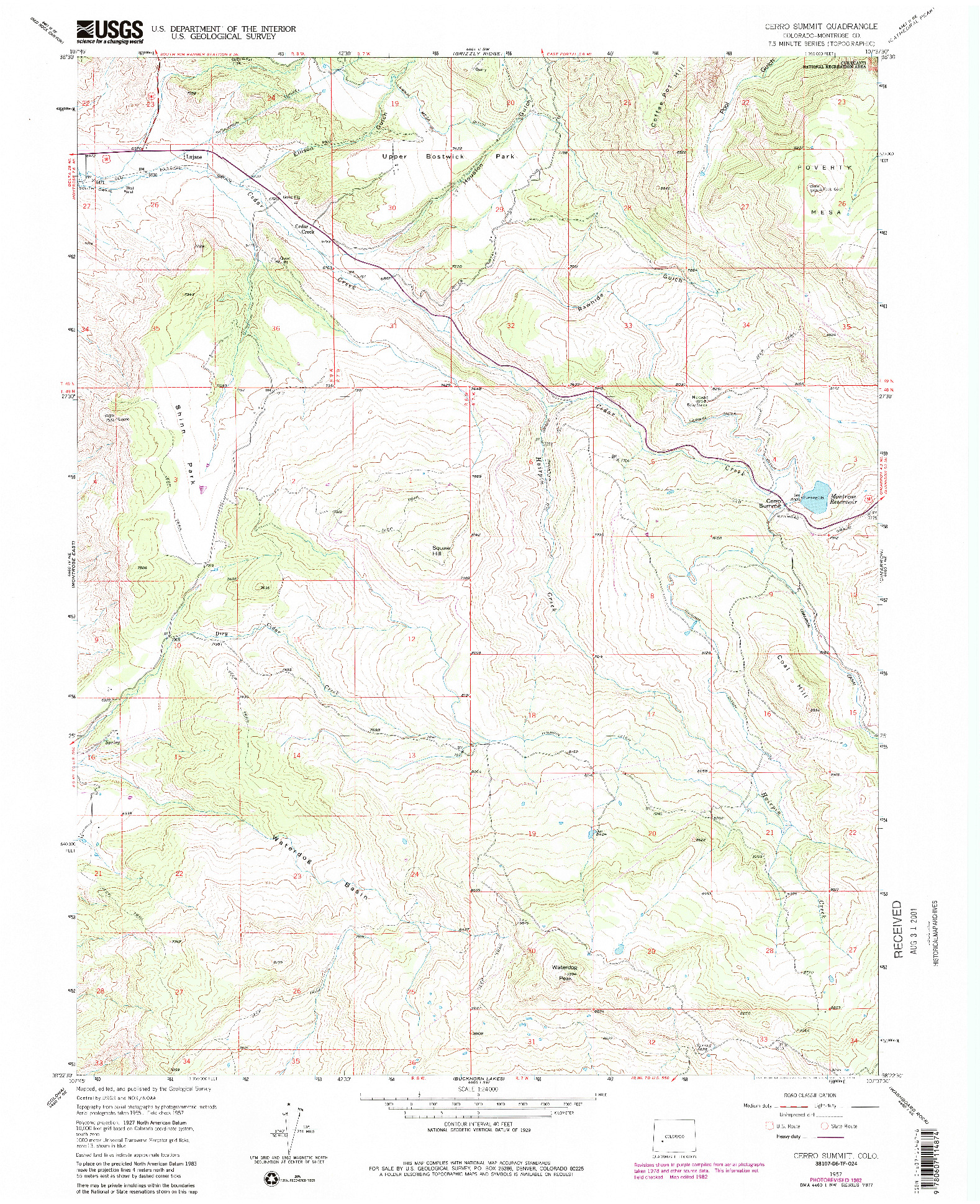 USGS 1:24000-SCALE QUADRANGLE FOR CERRO SUMMIT, CO 1957