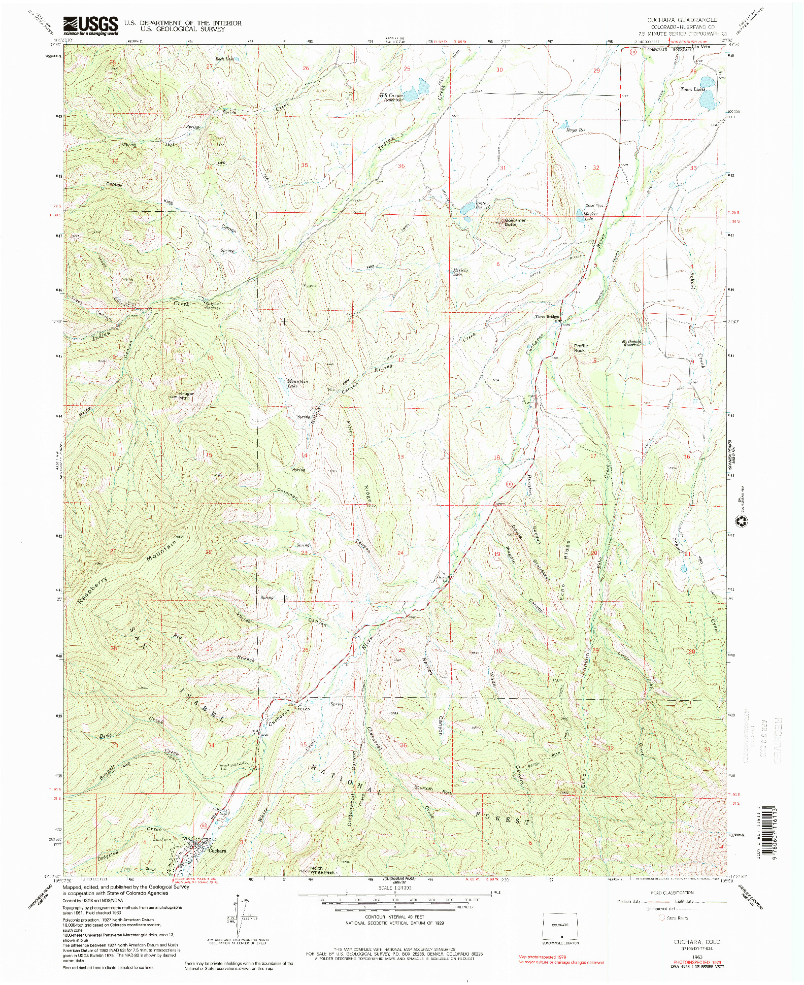 USGS 1:24000-SCALE QUADRANGLE FOR CUCHARA, CO 1967