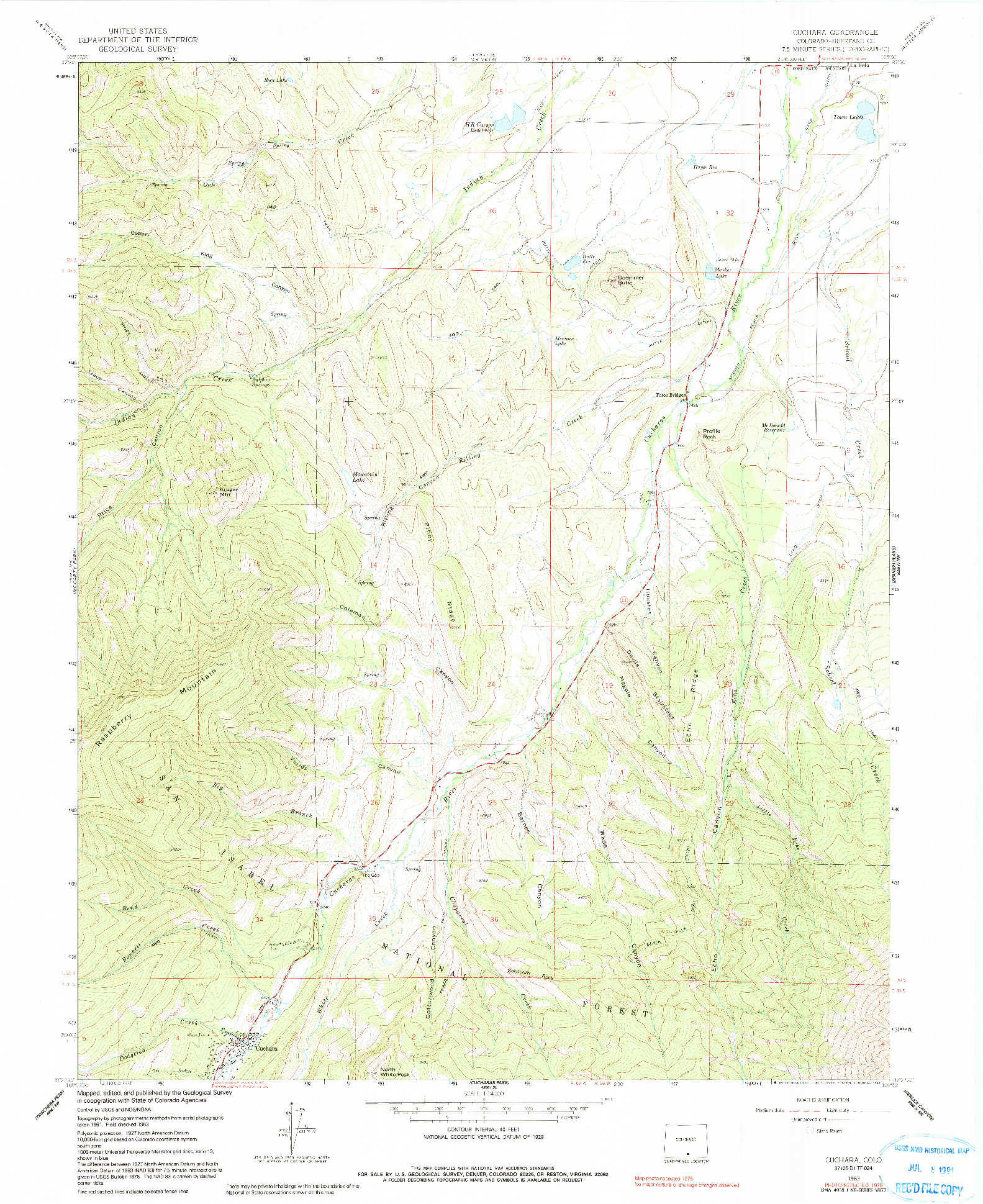 USGS 1:24000-SCALE QUADRANGLE FOR CUCHARA, CO 1967