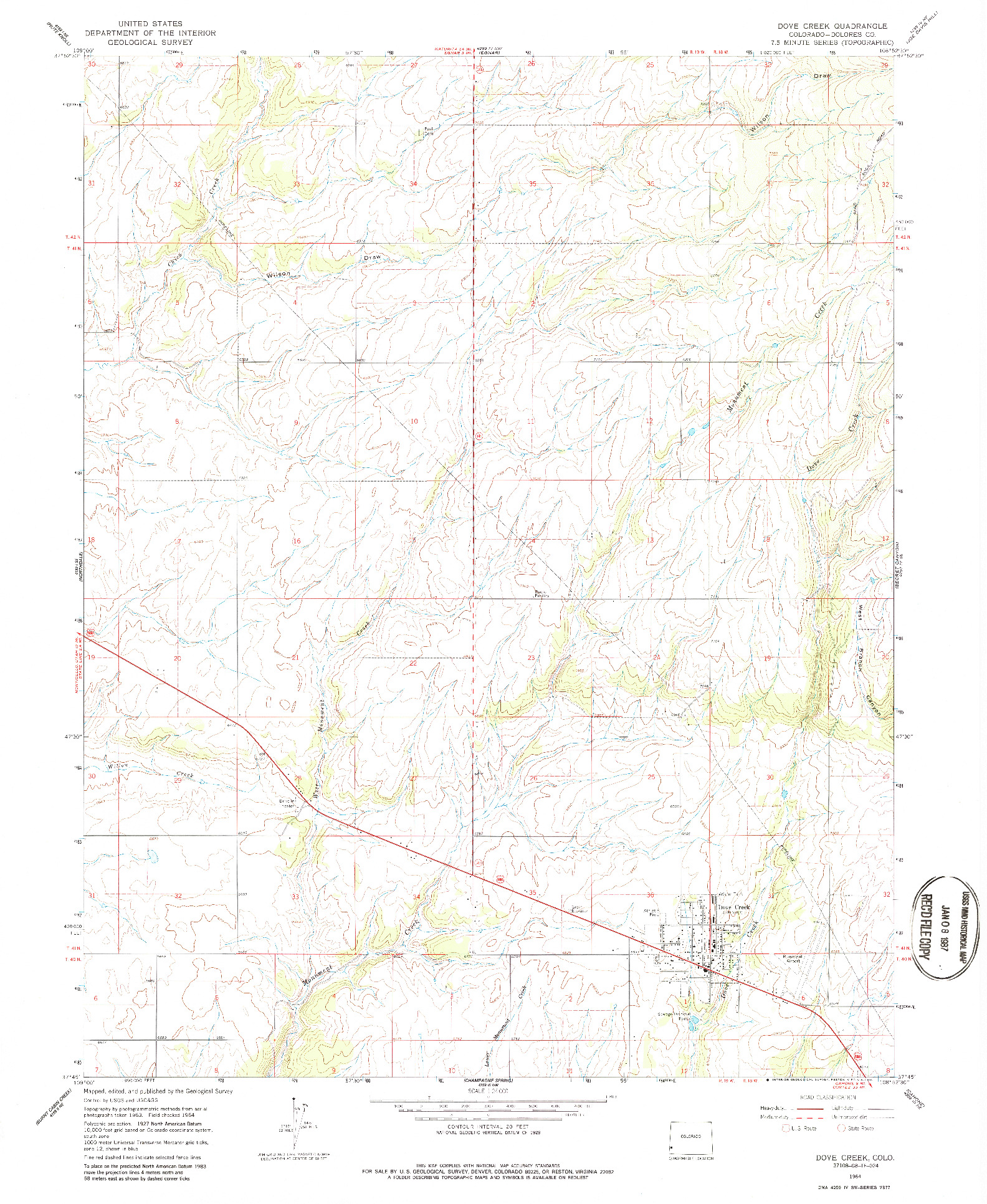 USGS 1:24000-SCALE QUADRANGLE FOR DOVE CREEK, CO 1964