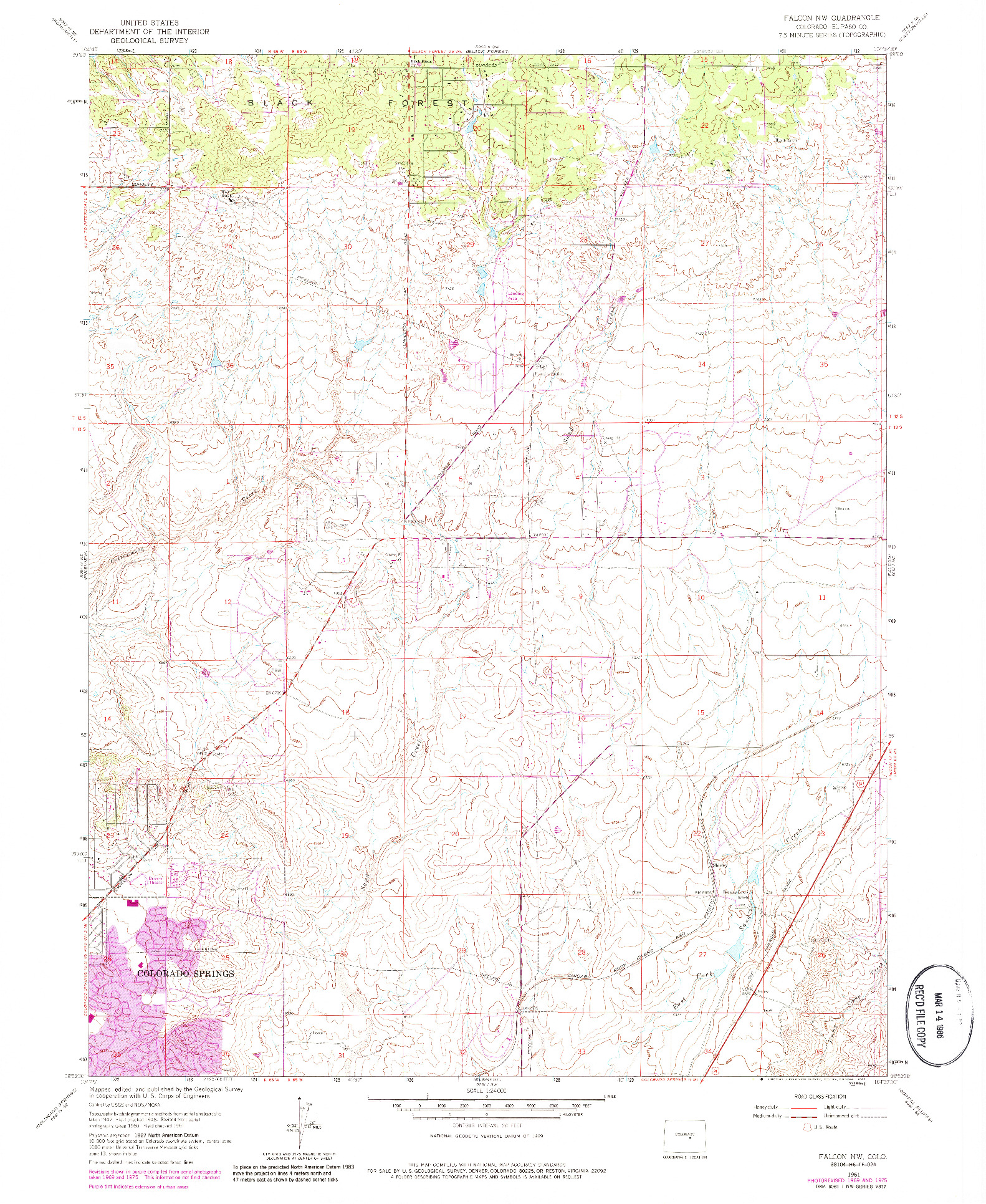 USGS 1:24000-SCALE QUADRANGLE FOR FALCON NW, CO 1961