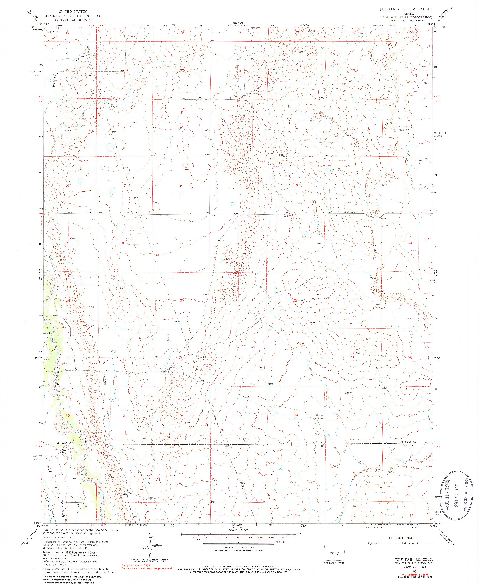 USGS 1:24000-SCALE QUADRANGLE FOR FOUNTAIN SE, CO 1961