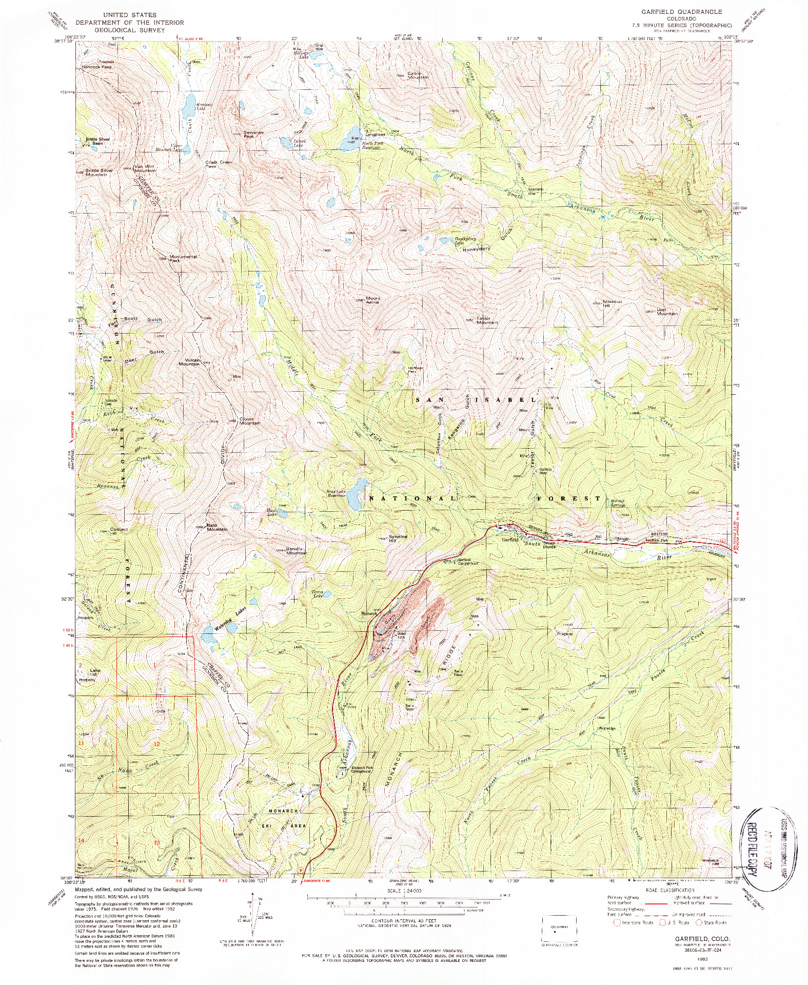 USGS 1:24000-SCALE QUADRANGLE FOR GARFIELD, CO 1982
