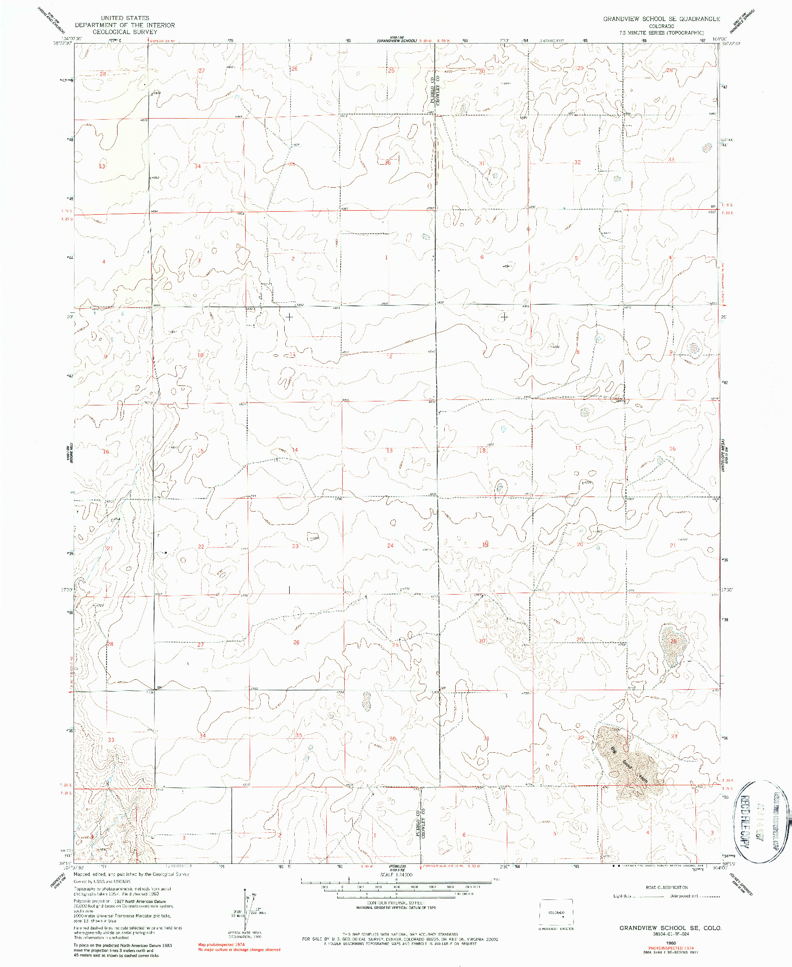 USGS 1:24000-SCALE QUADRANGLE FOR GRANDVIEW SCHOOL SE, CO 1960