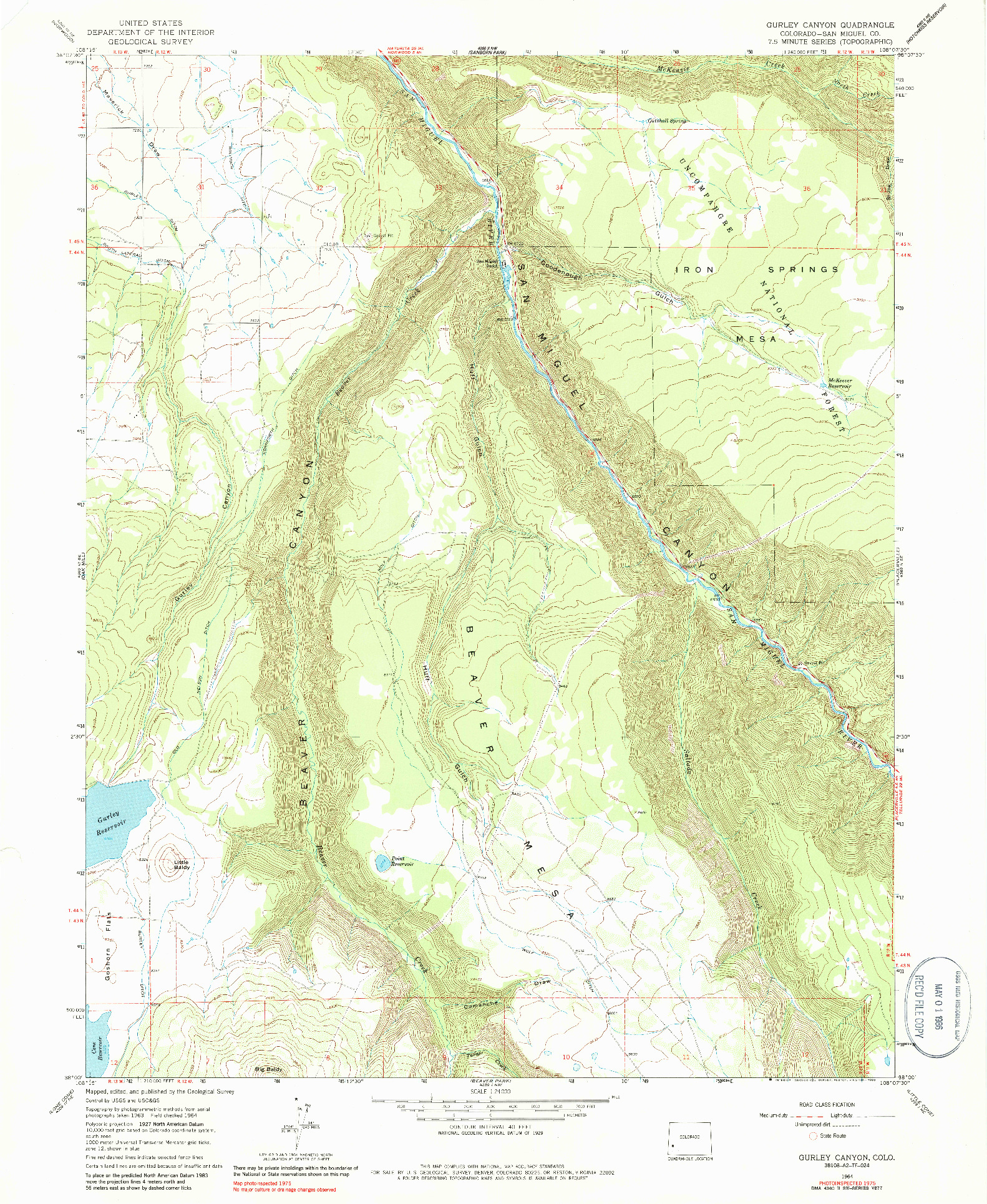 USGS 1:24000-SCALE QUADRANGLE FOR GURLEY CANYON, CO 1964