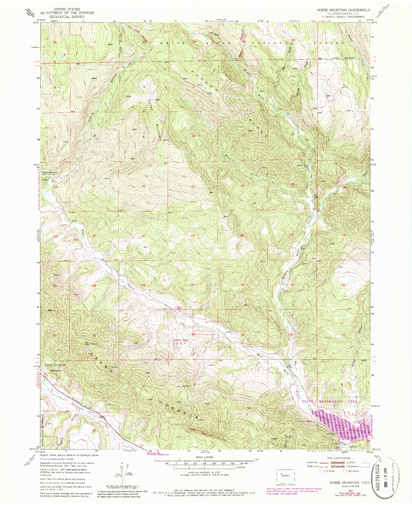 USGS 1:24000-SCALE QUADRANGLE FOR HORSE MOUNTAIN, CO 1952