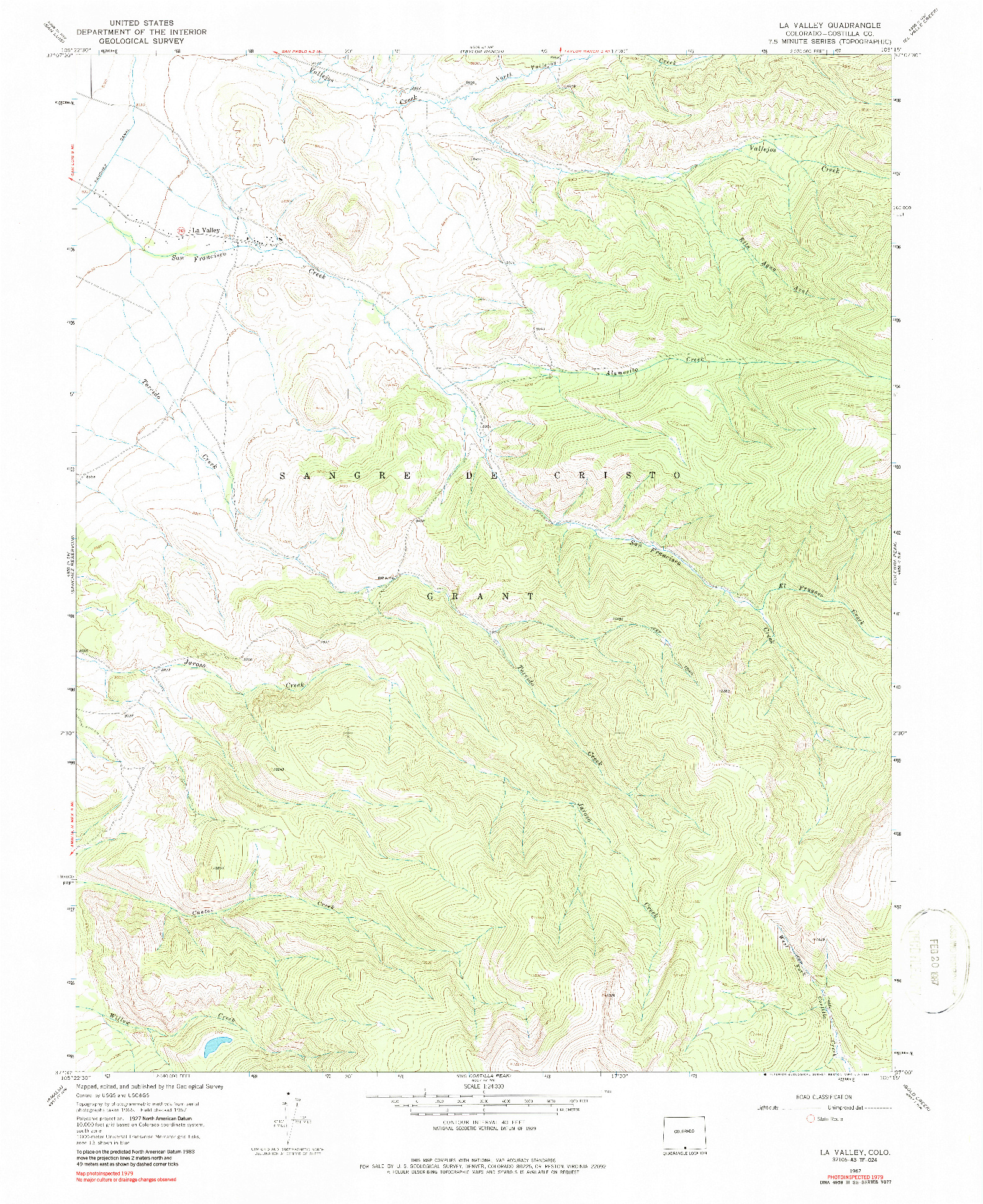 USGS 1:24000-SCALE QUADRANGLE FOR LA VALLEY, CO 1967