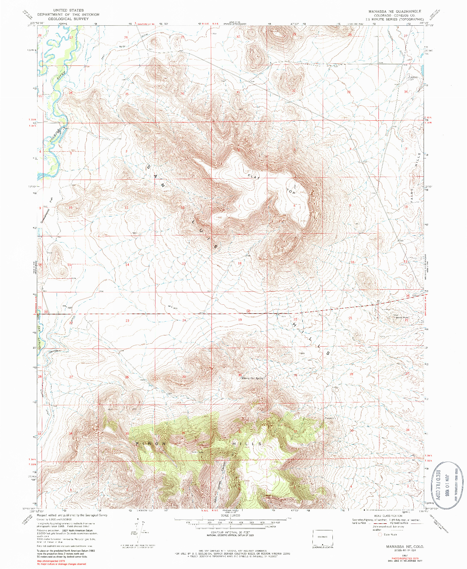 USGS 1:24000-SCALE QUADRANGLE FOR MANASSA NE, CO 1967