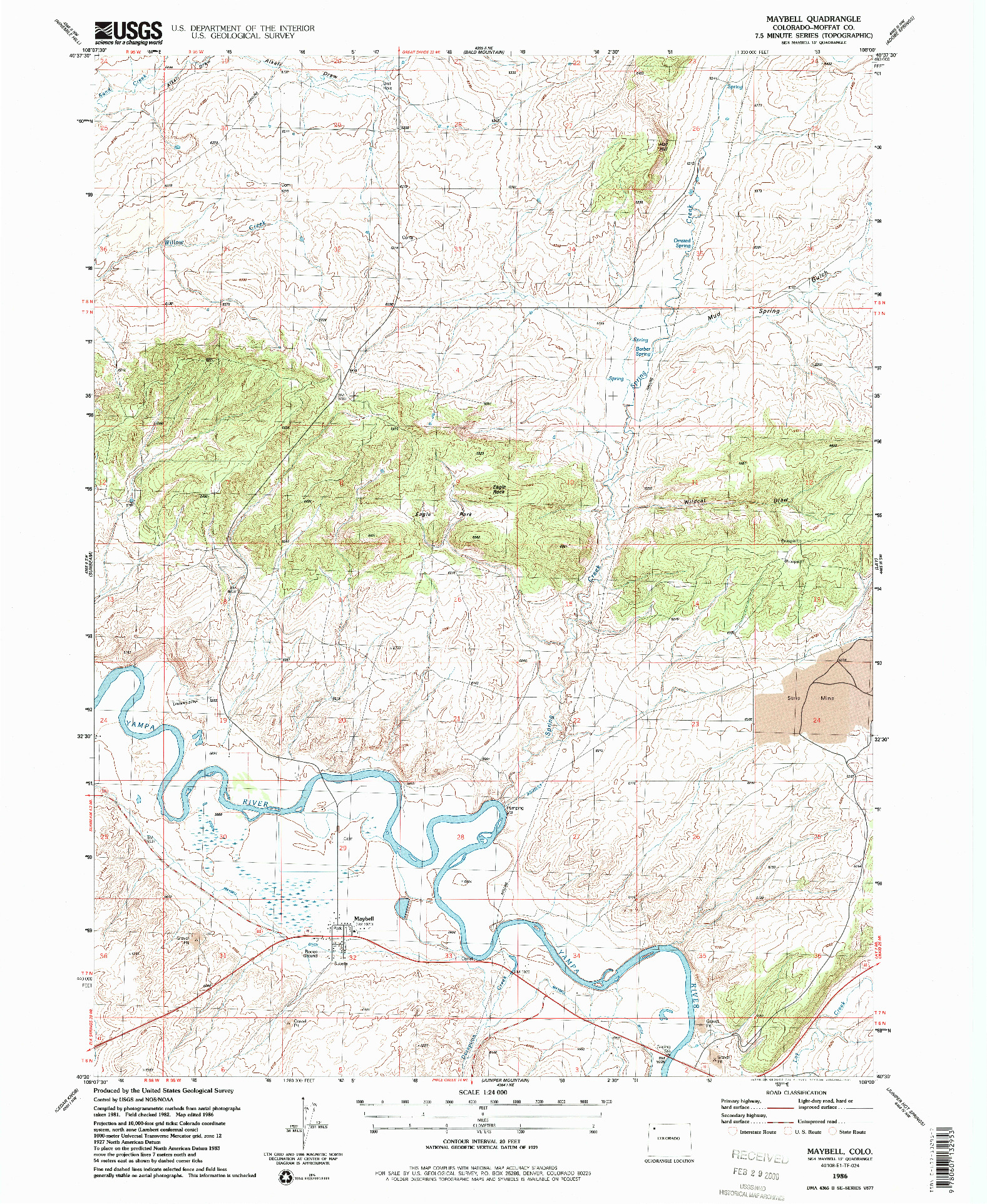 USGS 1:24000-SCALE QUADRANGLE FOR MAYBELL, CO 1986