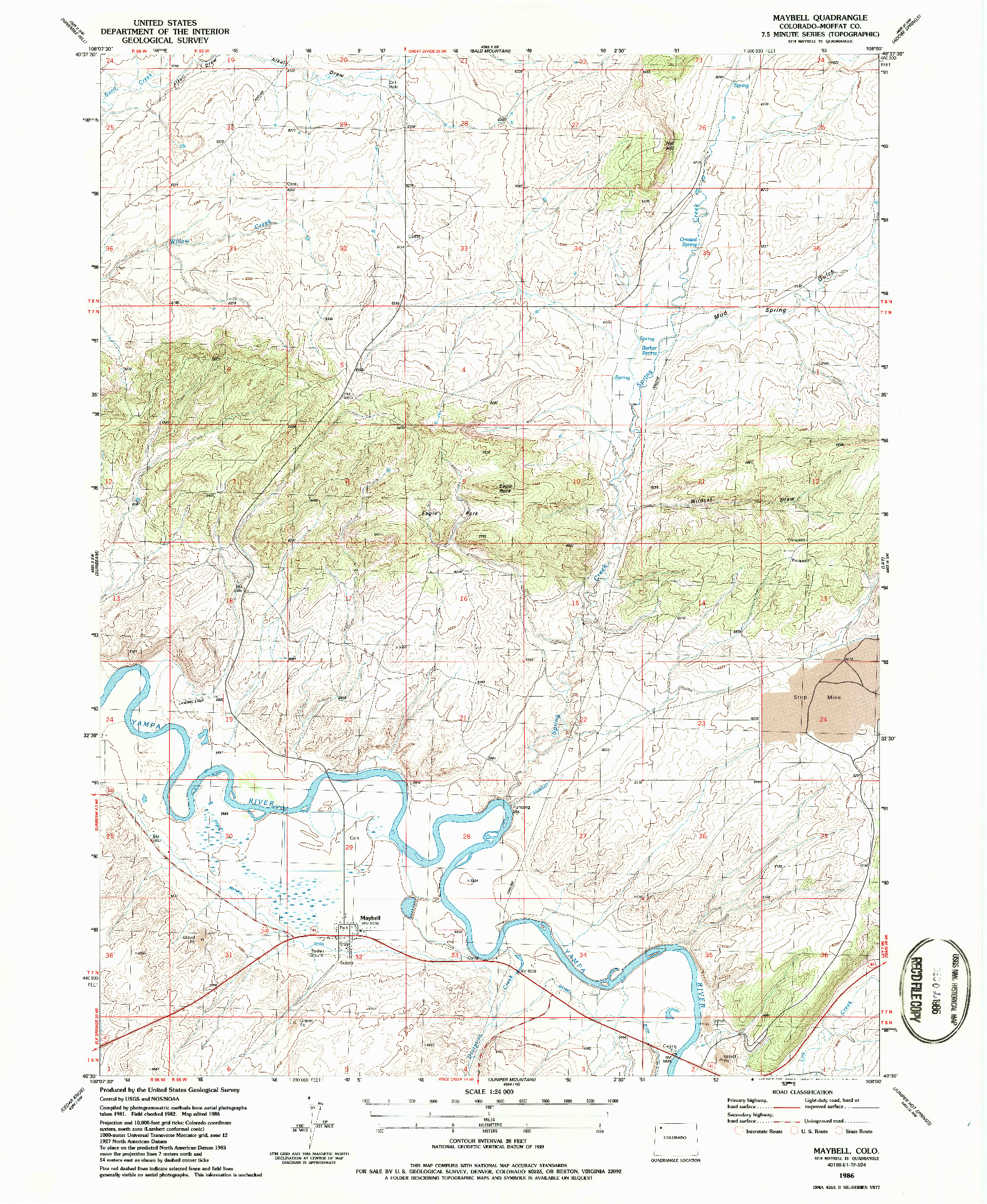USGS 1:24000-SCALE QUADRANGLE FOR MAYBELL, CO 1986