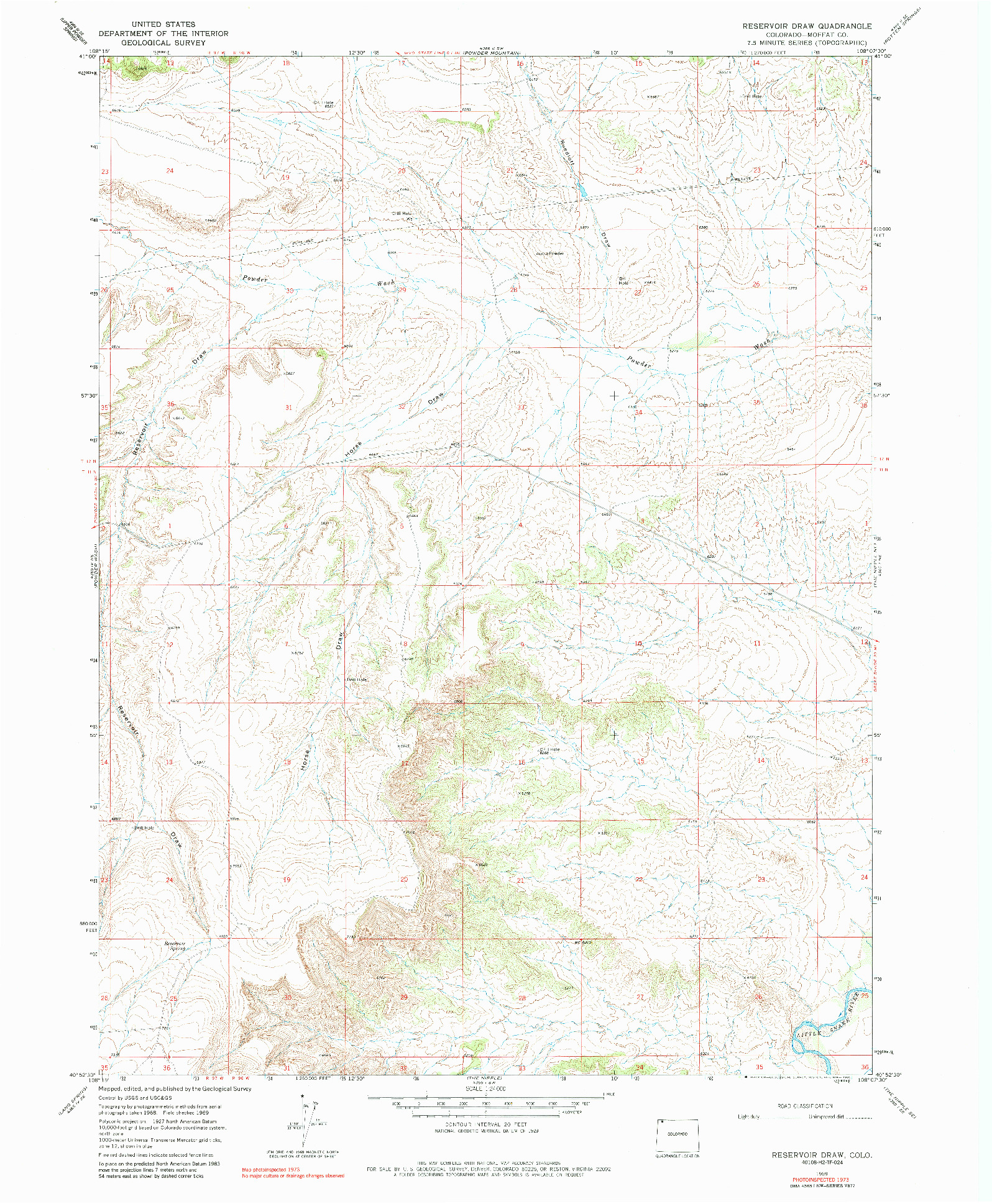 USGS 1:24000-SCALE QUADRANGLE FOR RESERVOIR DRAW, CO 1969