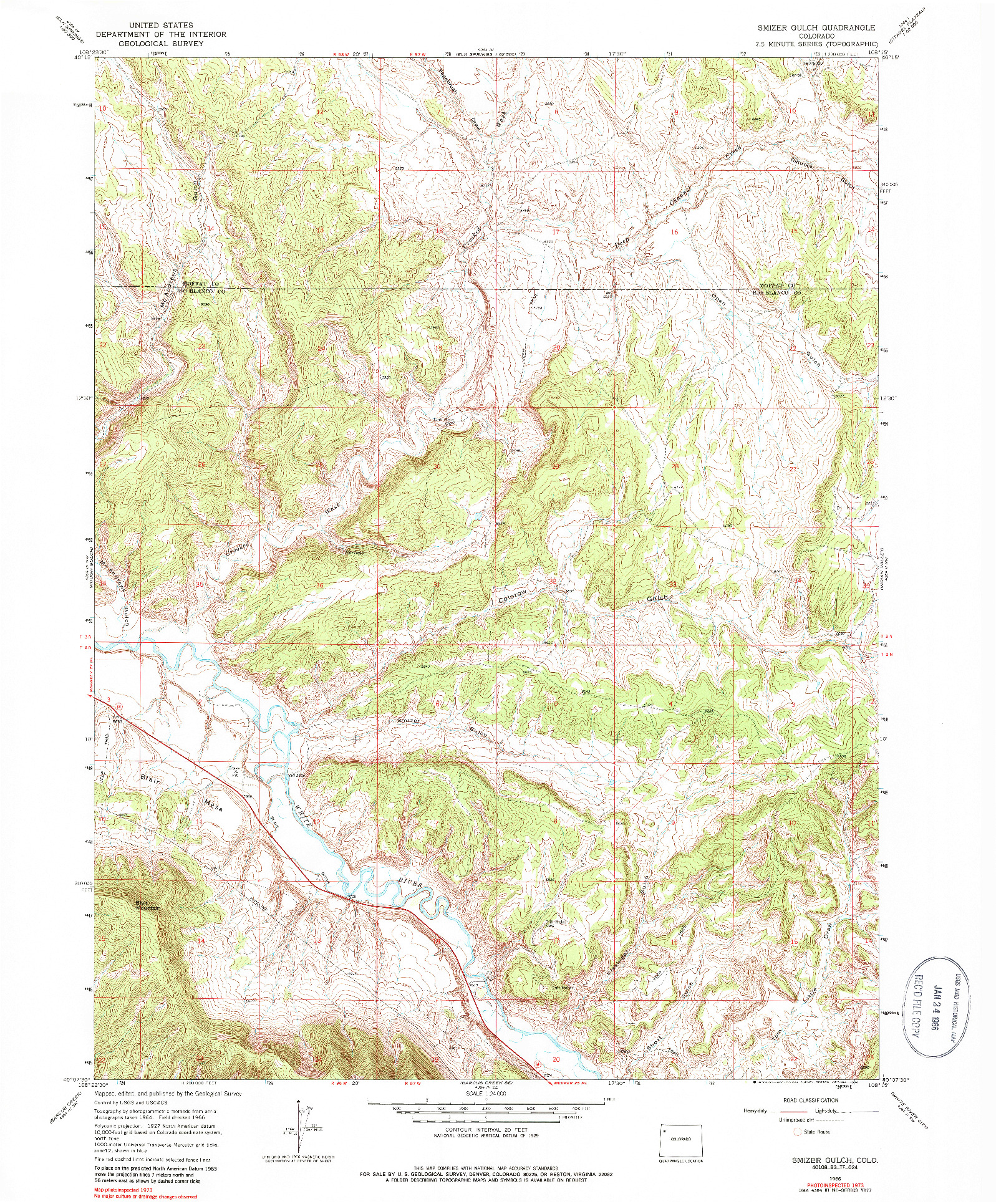 USGS 1:24000-SCALE QUADRANGLE FOR SMIZER GULCH, CO 1966