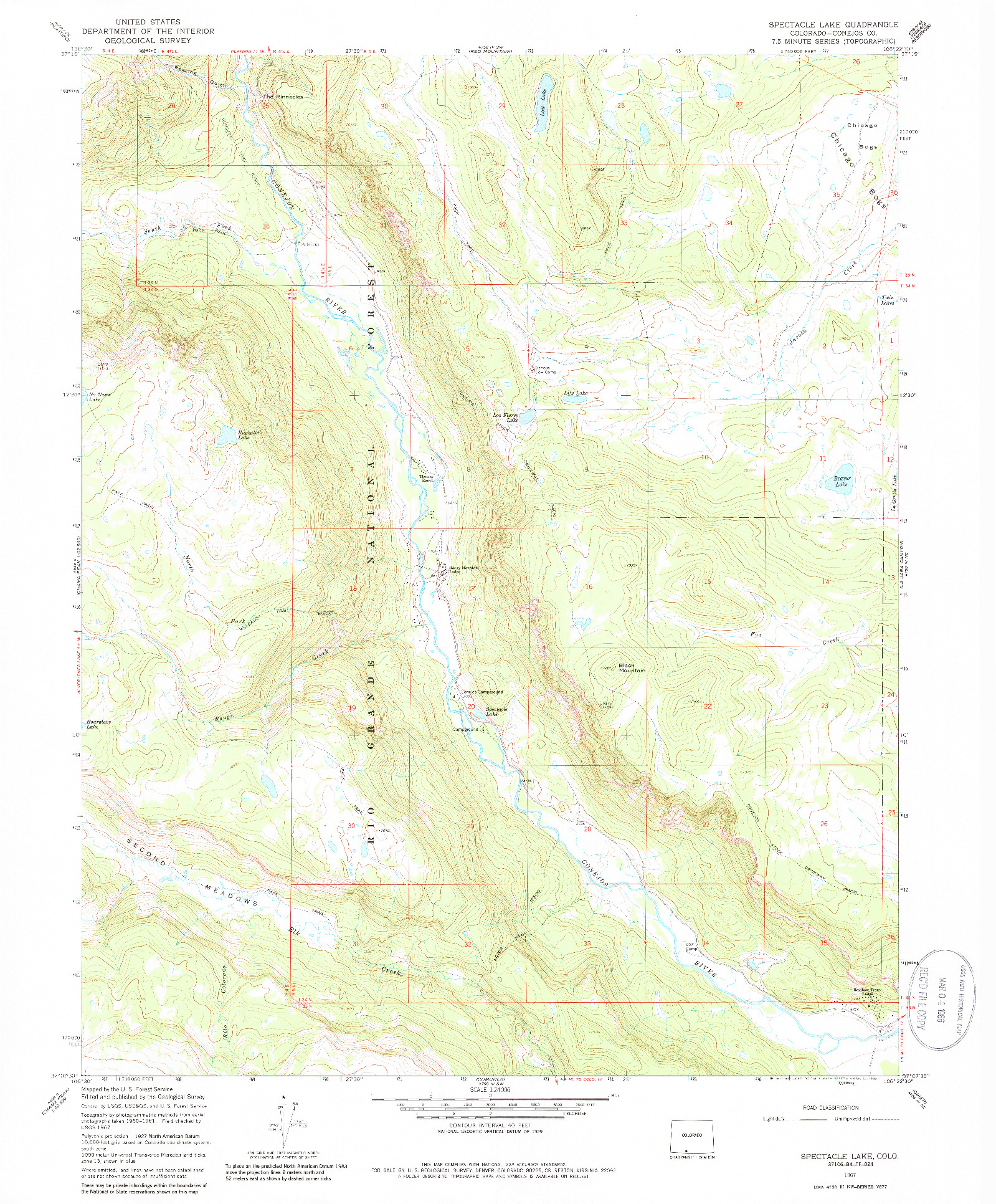 USGS 1:24000-SCALE QUADRANGLE FOR SPECTACLE LAKE, CO 1967