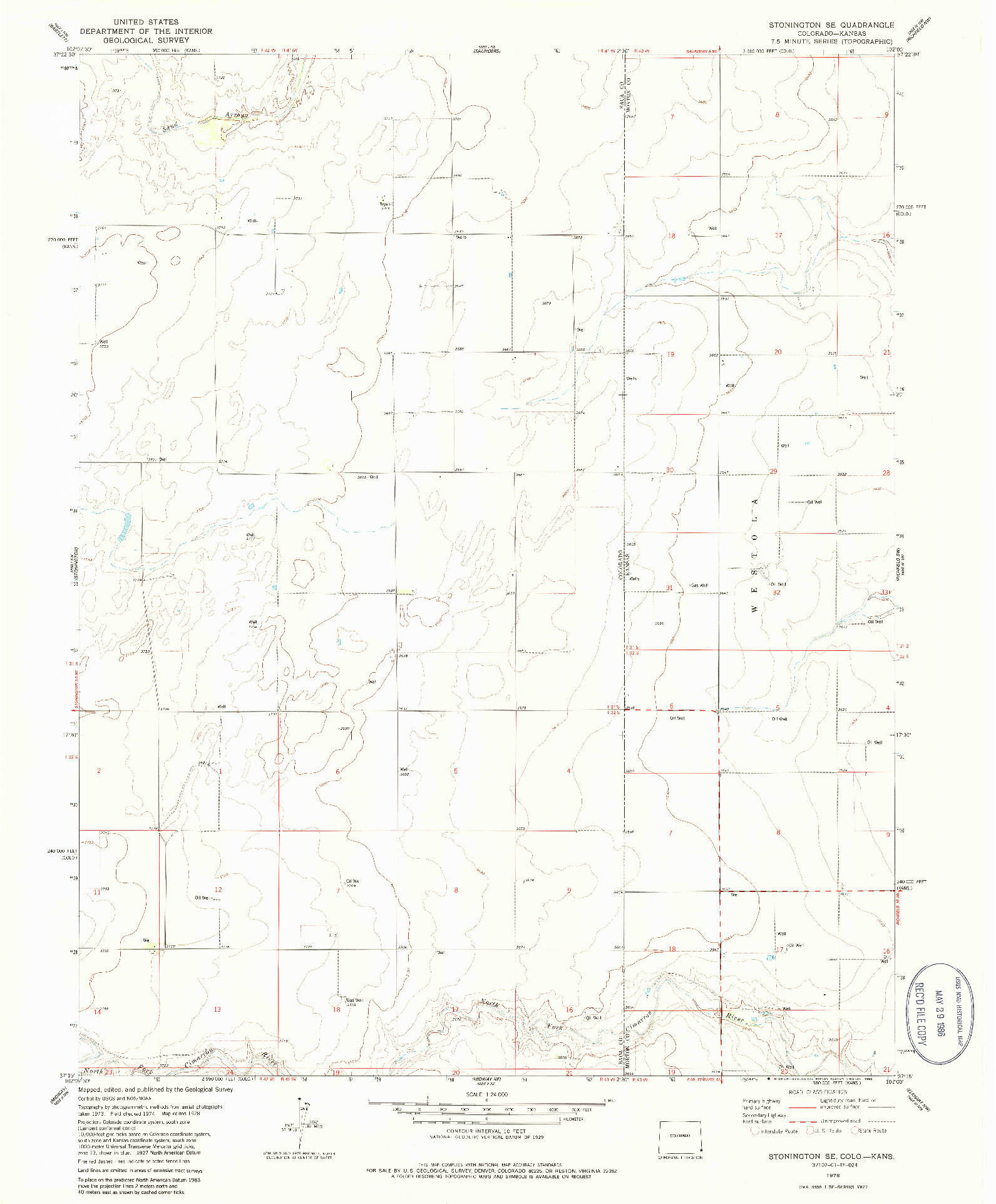 USGS 1:24000-SCALE QUADRANGLE FOR STONINGTON SE, CO 1978