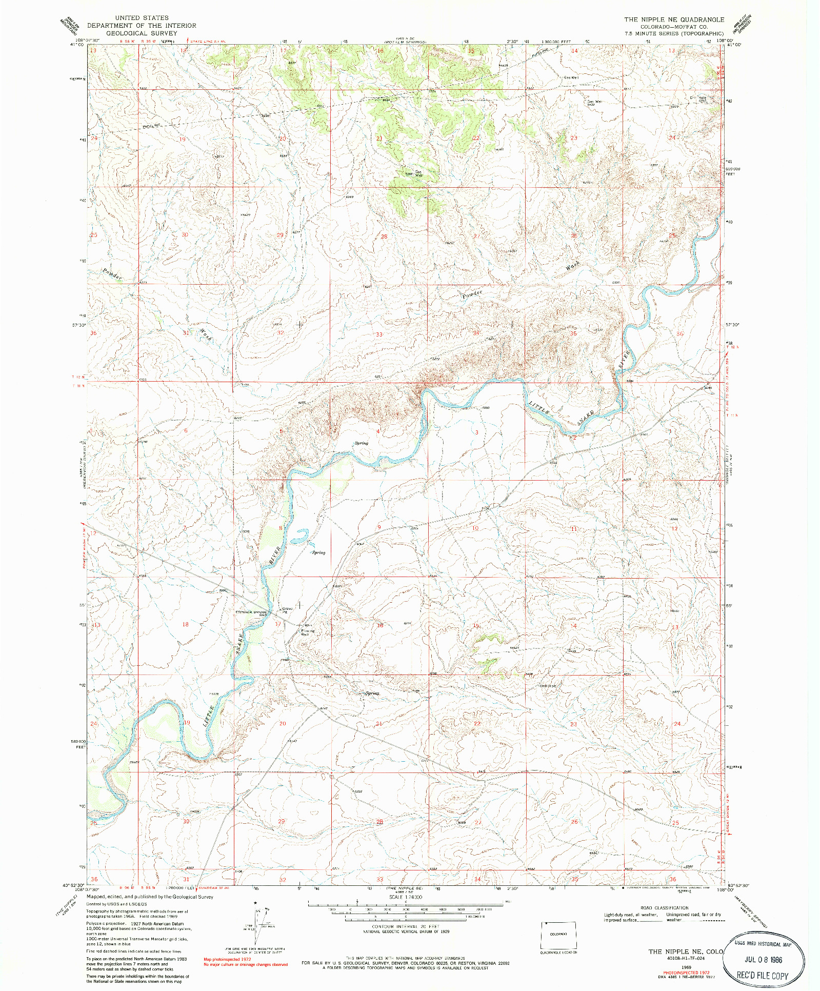 USGS 1:24000-SCALE QUADRANGLE FOR THE NIPPLE NE, CO 1969