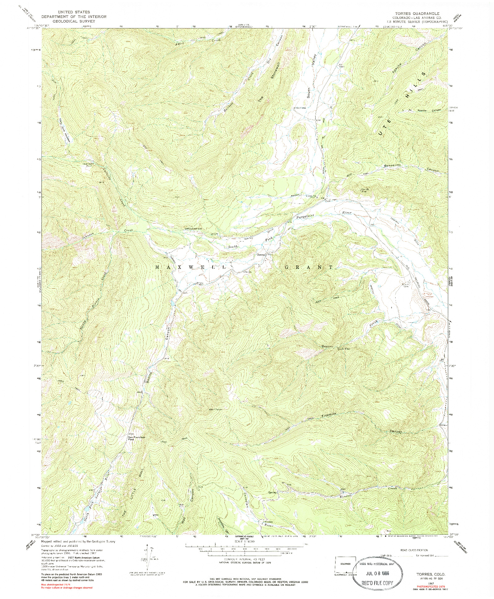 USGS 1:24000-SCALE QUADRANGLE FOR TORRES, CO 1967