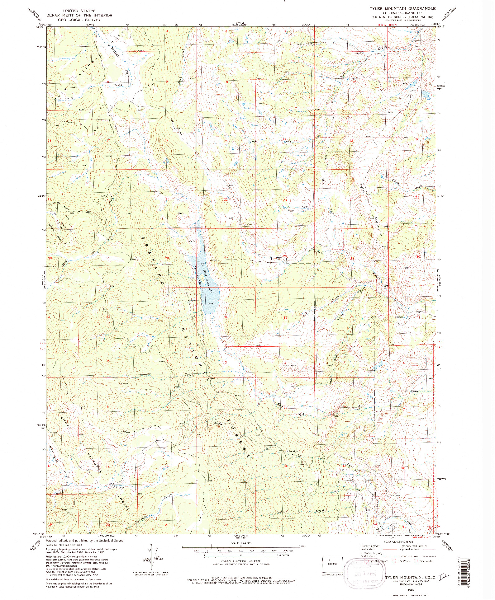 USGS 1:24000-SCALE QUADRANGLE FOR TYLER MOUNTAIN, CO 1980