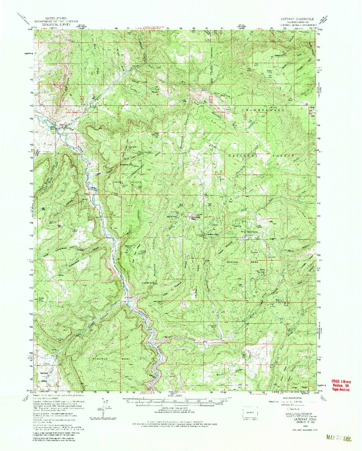 USGS 1:62500-SCALE QUADRANGLE FOR GATEWAY, CO 1960