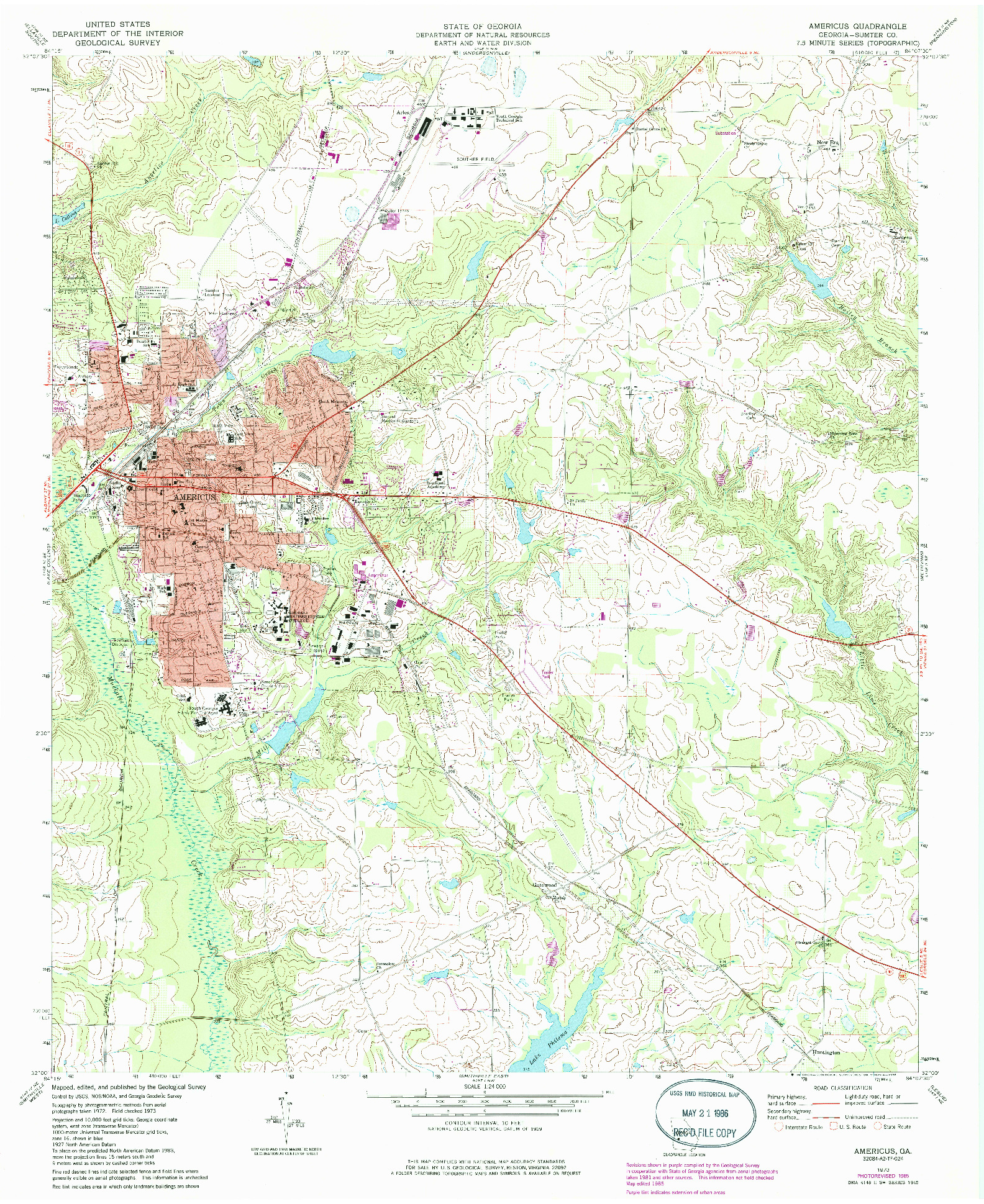 USGS 1:24000-SCALE QUADRANGLE FOR AMERICUS, GA 1973