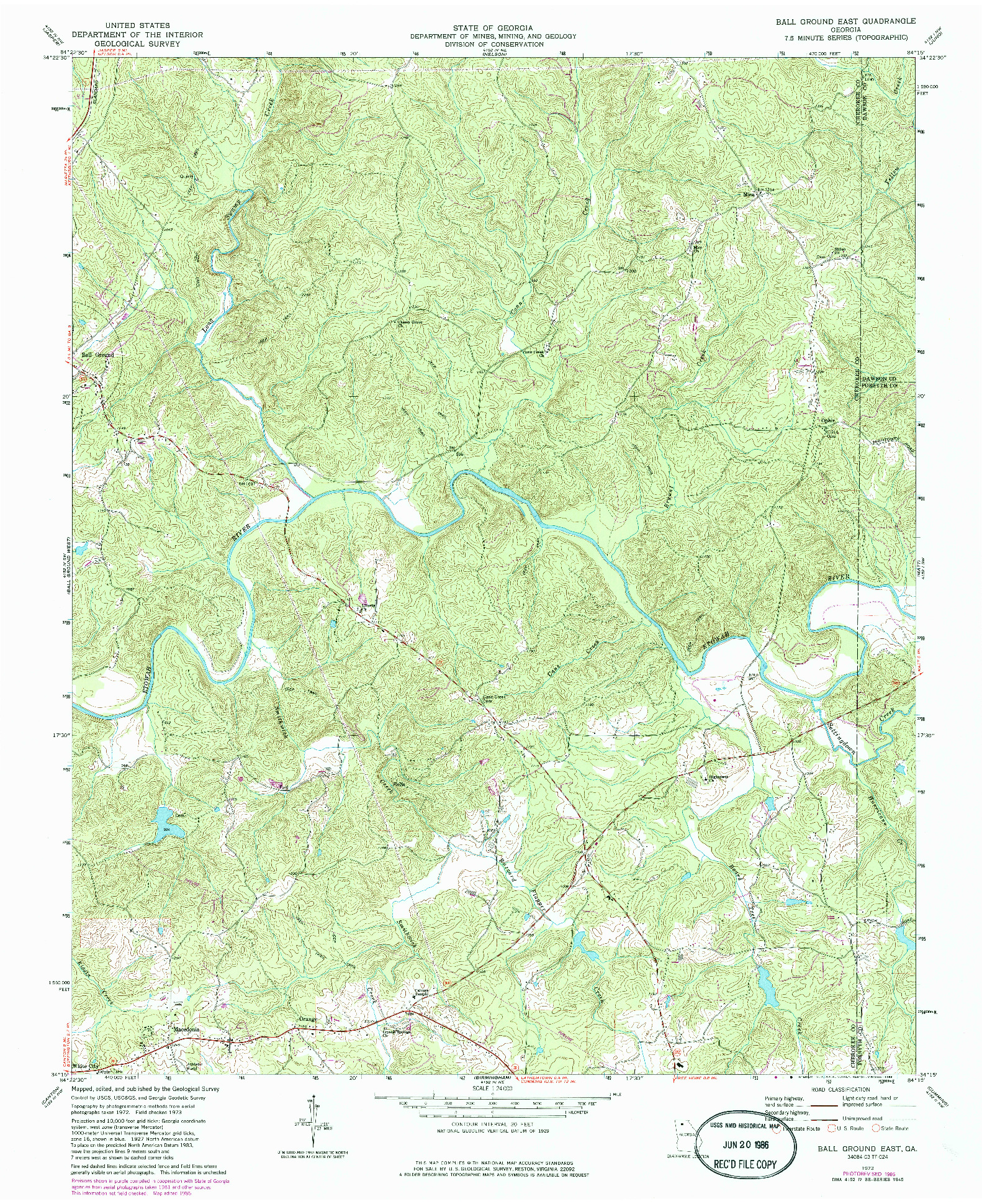 USGS 1:24000-SCALE QUADRANGLE FOR BALL GROUND EAST, GA 1973