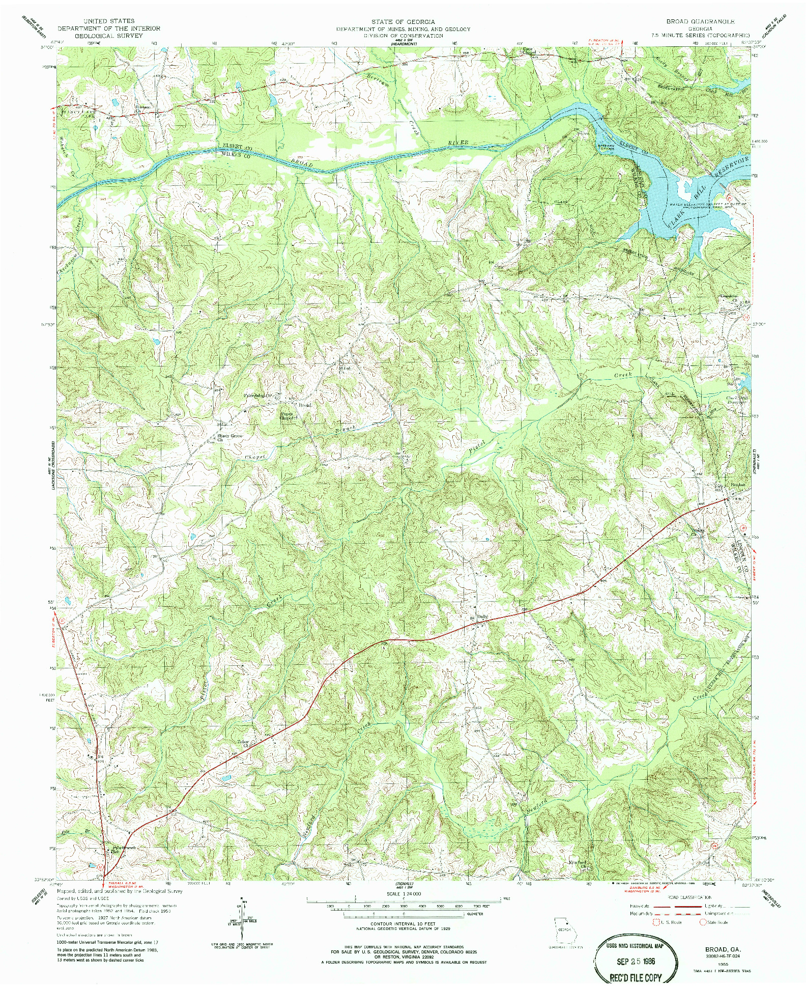 USGS 1:24000-SCALE QUADRANGLE FOR BROAD, GA 1955